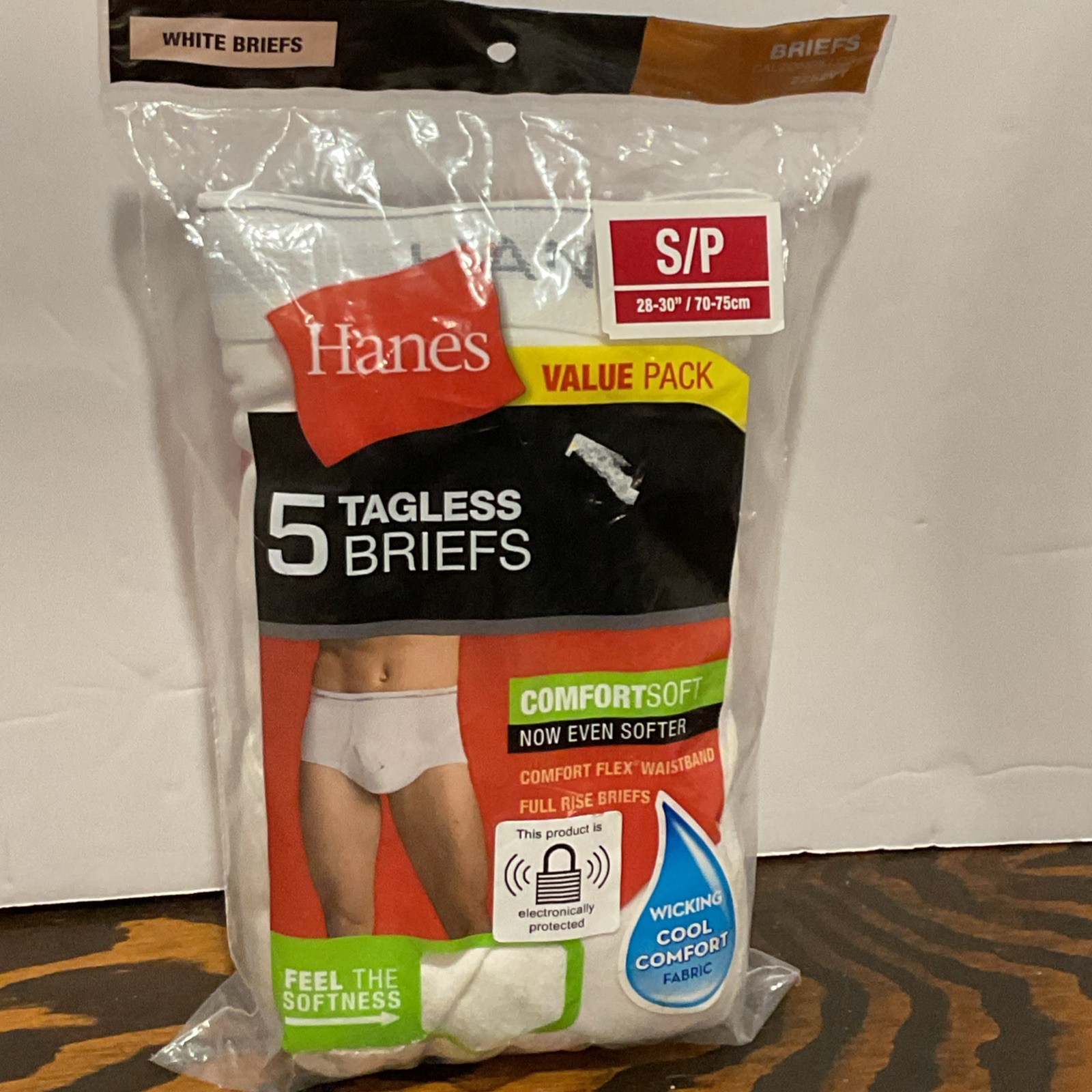 Hanes Tagless Briefs, 5 Pack White Men’s Size Small (28-30″ / 70-75 cm) NEW