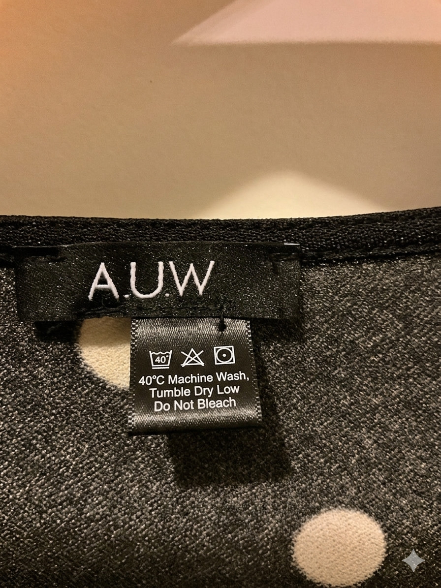 A.U.W. Black & White Polka Dot Peplum Wrap Top – Size L