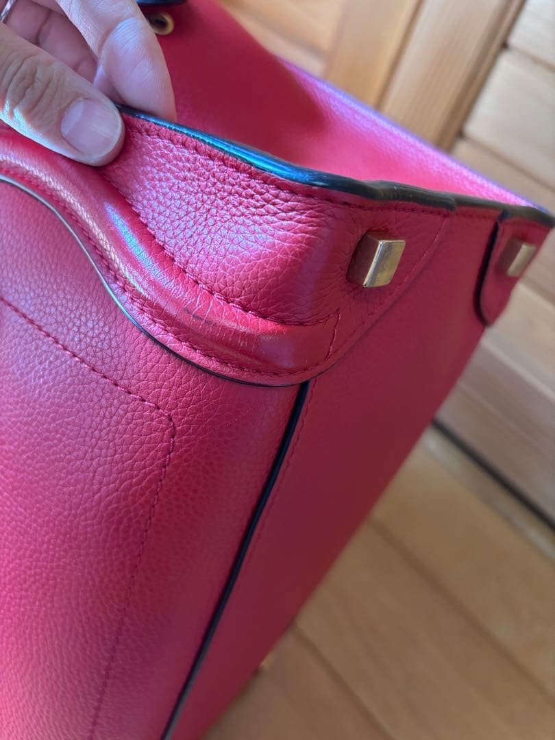 CELINE Luggage Micro Coquelico Red Genuine Leather Bag Condition Excellent