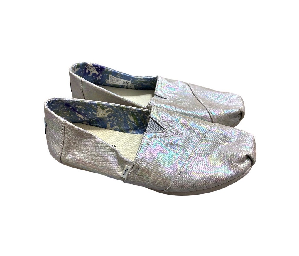 Toms Holographic Silver Slip On Alpargata Shoes Women’s Size 8