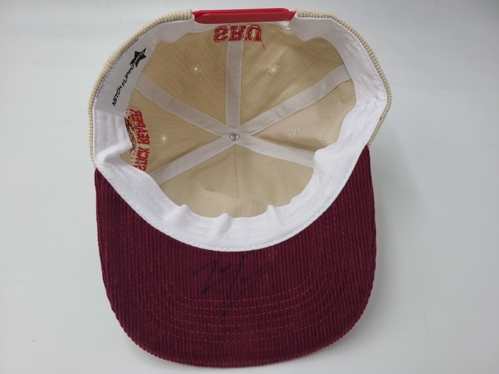Stick Reaper University Corduroy Snapback Hat Cap Zach Lewis Ze’Shaun Beige Red