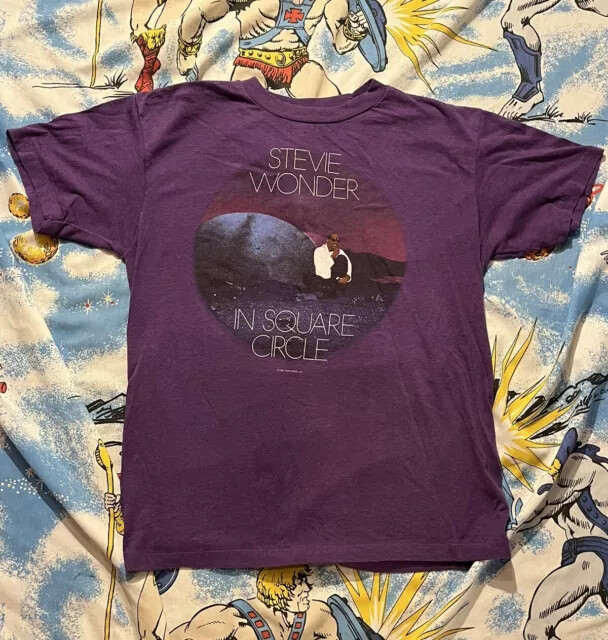 Vintage Stevie Wonder In Square Circle Concert T-Shirt 1986 AHN00813