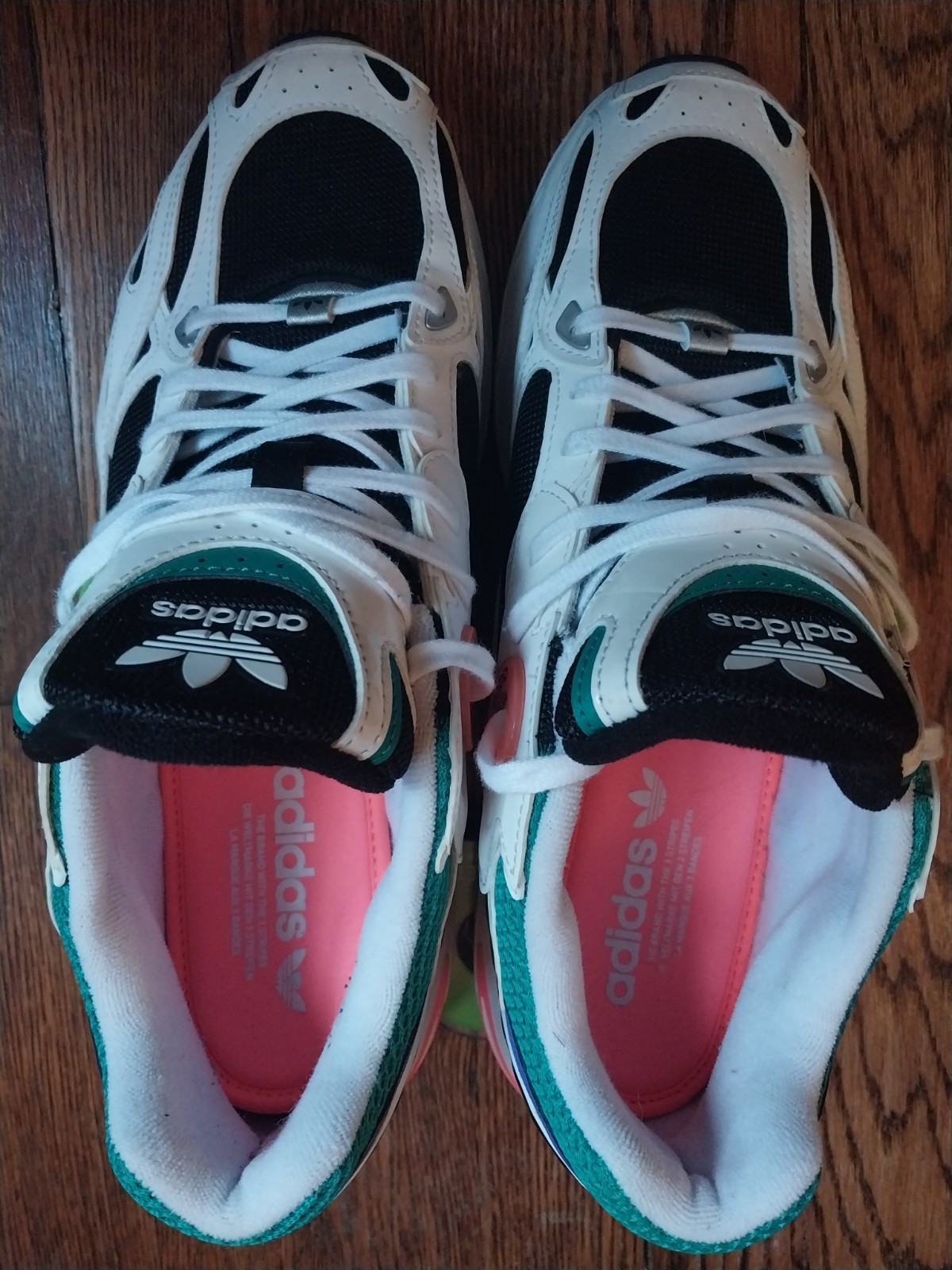 Adidas Colorblock Mesh Synthetic Low Top Lace Up Sneakers Black White Green