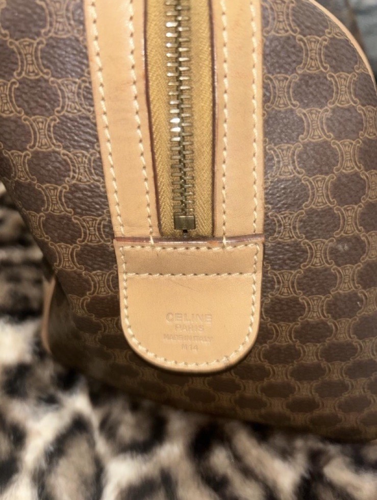 Authentic Celine LeatherBrown Mini Macadam BostonBag NS120753