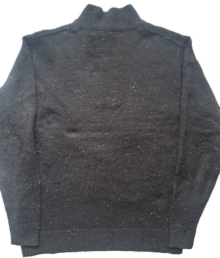True Rock Men’s Black Textured Knit Sweater Mock Neck 3-Button Placket Size L/XL