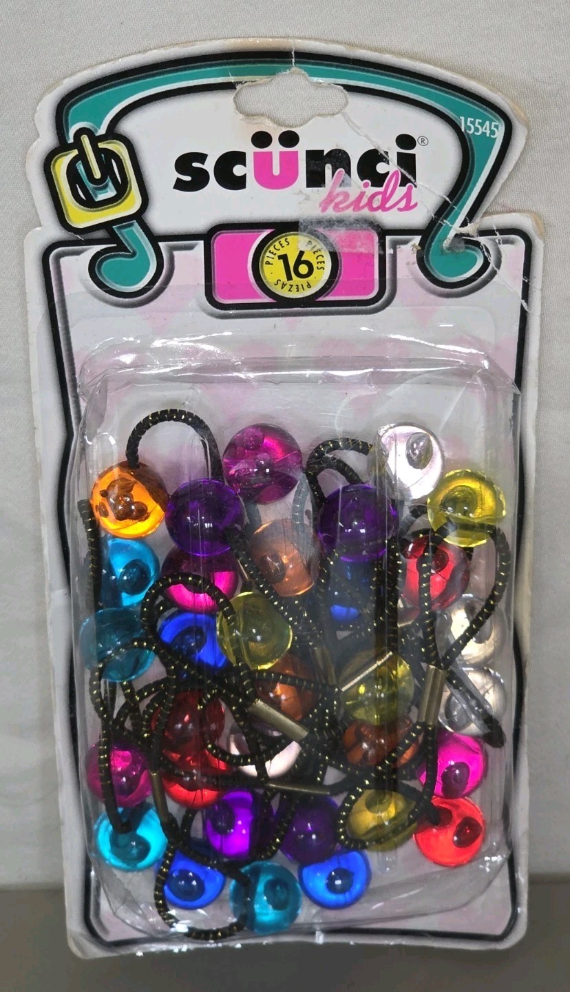 Vintage 1998 Scunci Kids Knocker Balls Ponytail Holder Hair 16pc Colorful NOS