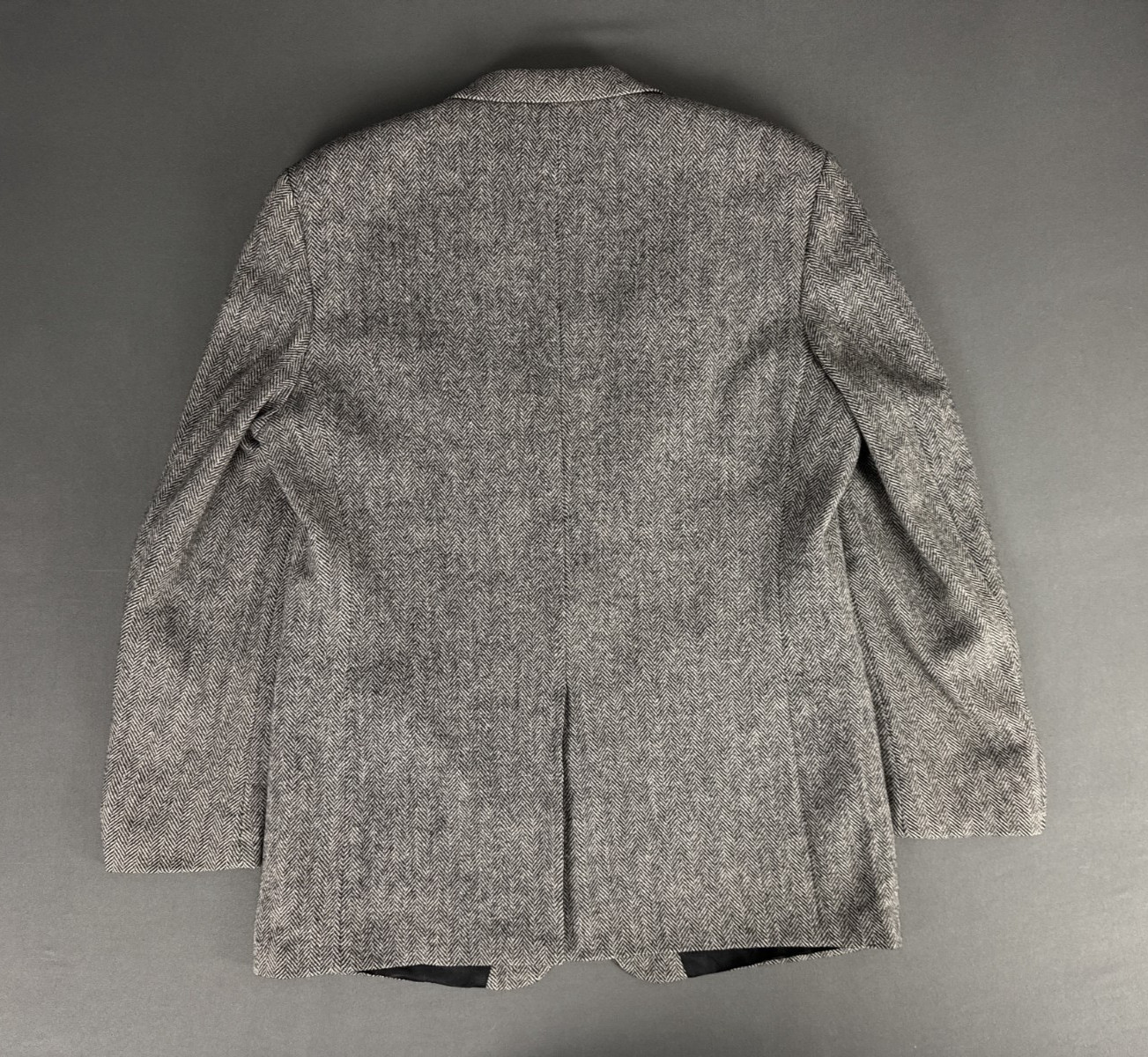 Deansgate Herringbone Blazer 46L Grey Wool Jacket Smart Vintage Tailoring