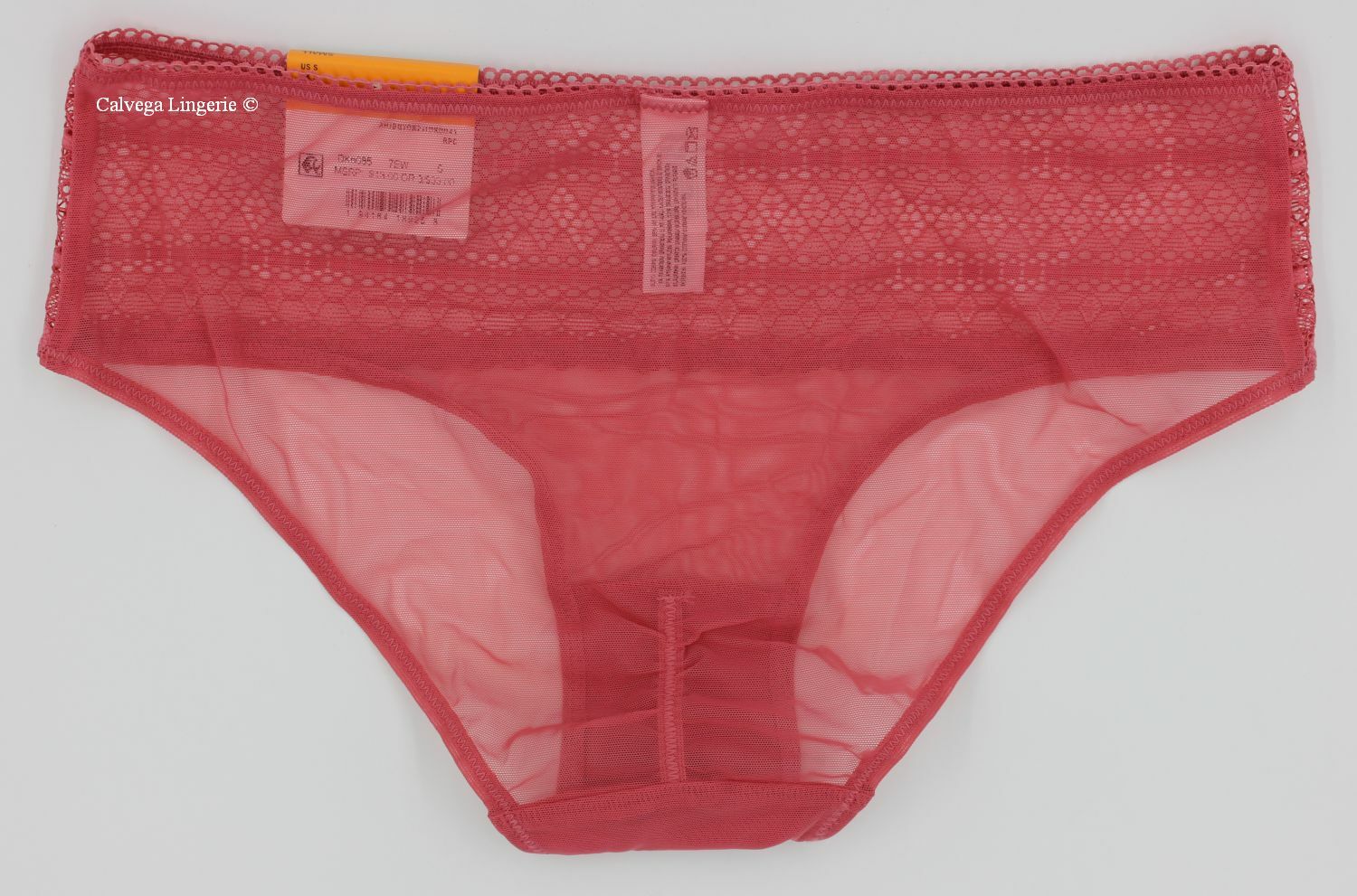 NWT DKNY DK5085 “Lace and Mesh” Lightweight Bikini Hipster Panty, Indian Red 7EW