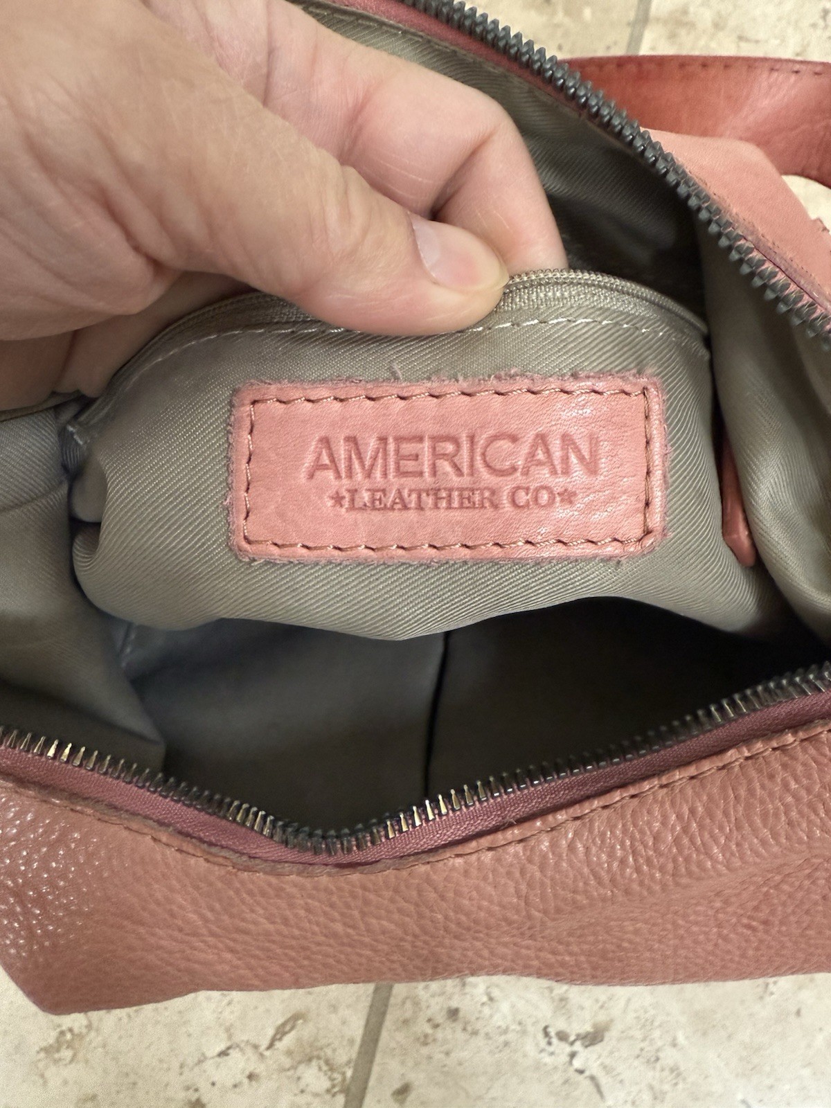 American Leather Co Shoulder Leather Handbag Pink 10×14 Vintage Good Condition