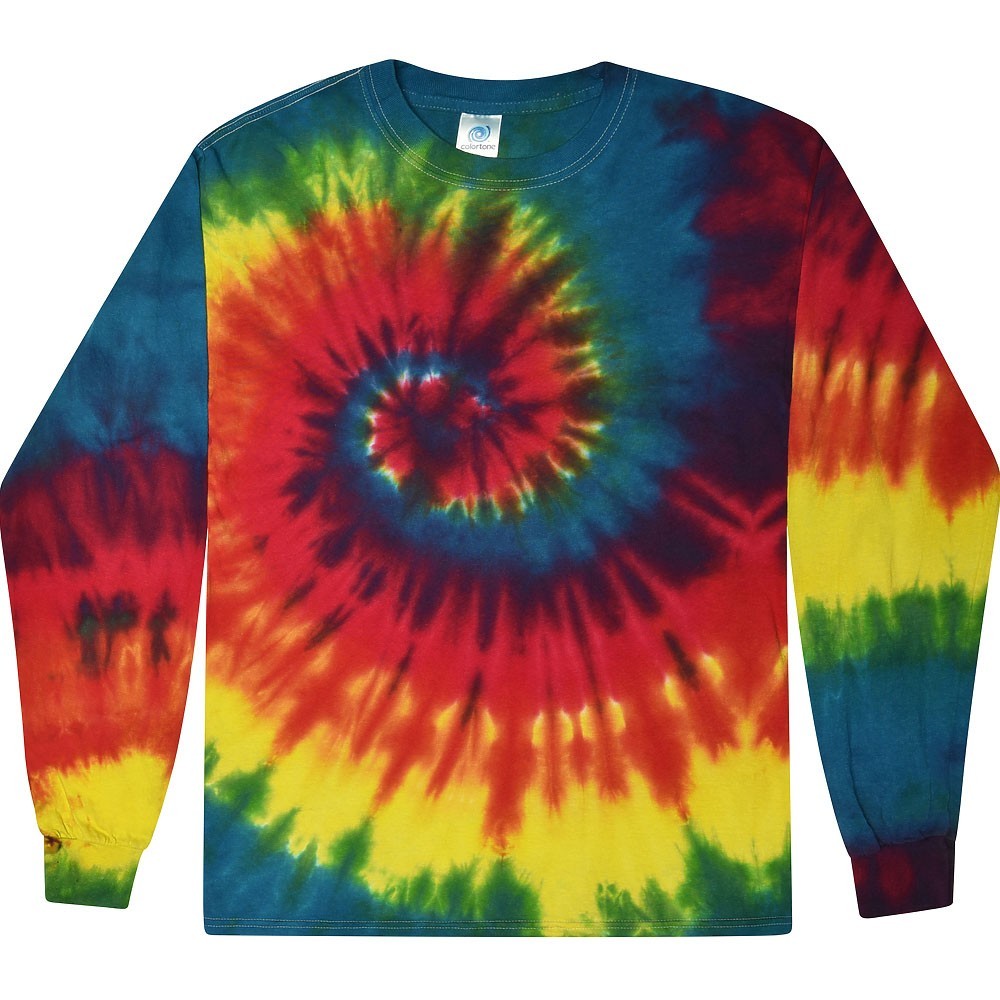 Long Sleeve Tie Dye T-Shirts Multicolor Adults & Kids Size Cotton Colortone