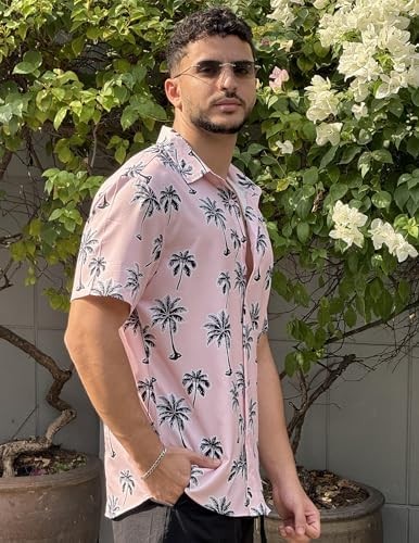 Coofandy Mens Hawaiian Shirt Short Sleeve Button Down Shirts Tropical Floral