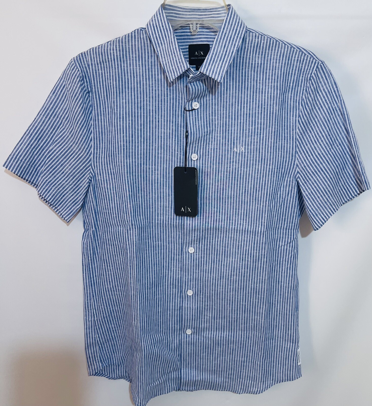 New Armani Exchange Men’s Stretch Cotton Striped Shirt