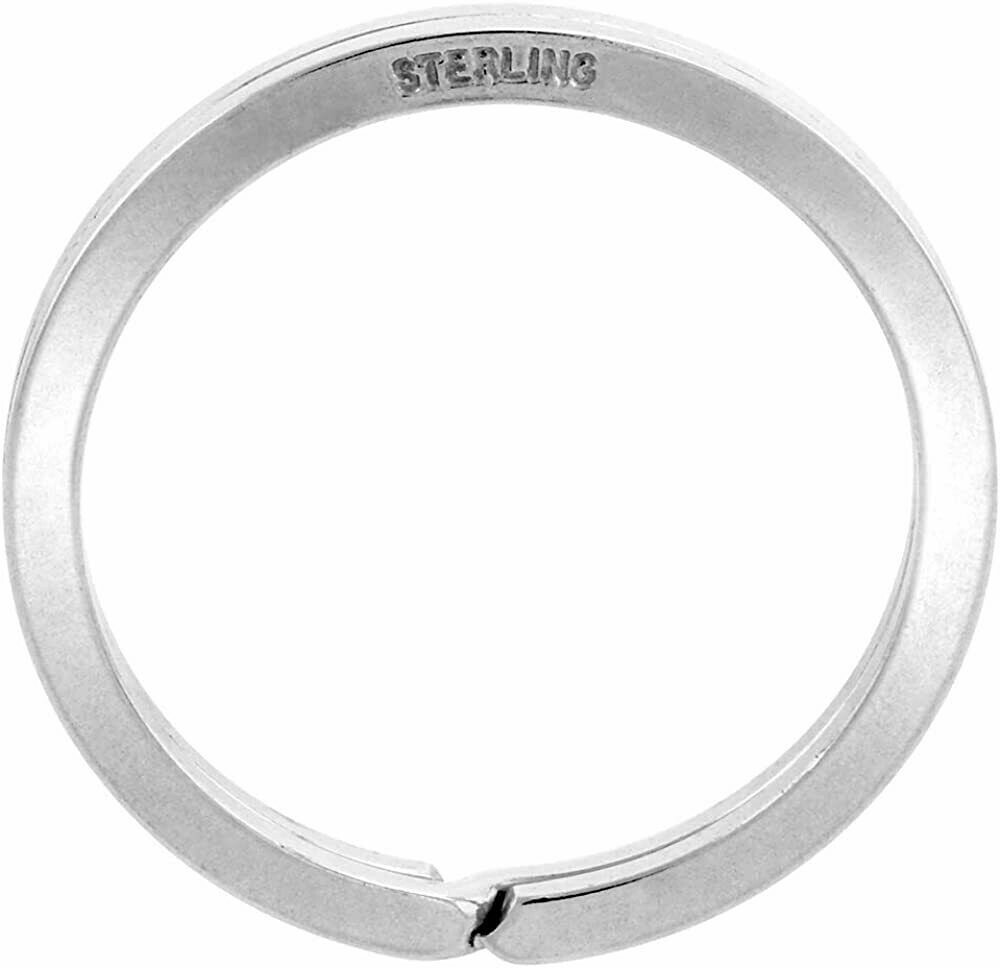 Sterling Silver Split Ring Key Ring with Tags for Engraving Personalizing 33mm