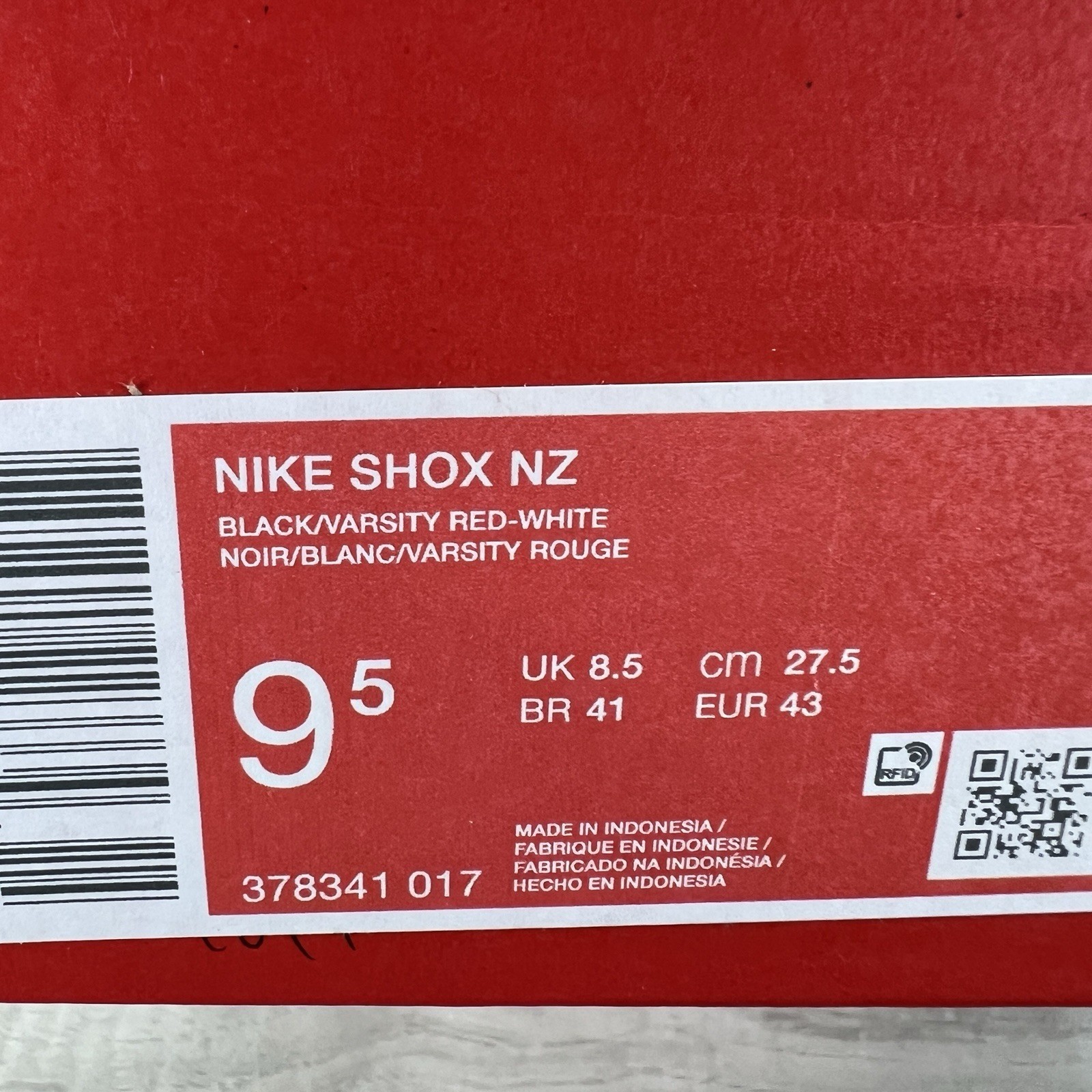 Nike Shox NZ (378341 017) Black Varsity Red New Mens Size 9.5