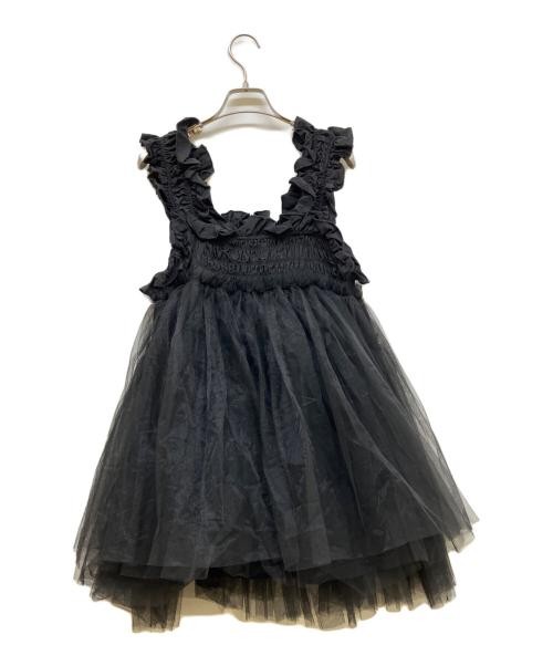 Perna Tulle Gathered Camisole Black Nylon Polyester Feminine Top 40cm