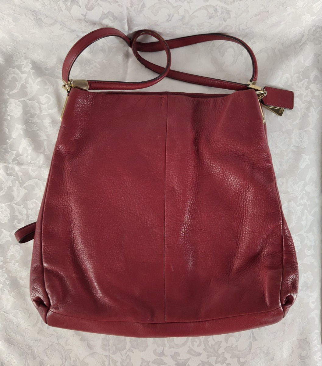 Coach H1369 26224 Madison Phoebe Pebbled Red Leather Shoulder Tote Bag ST48