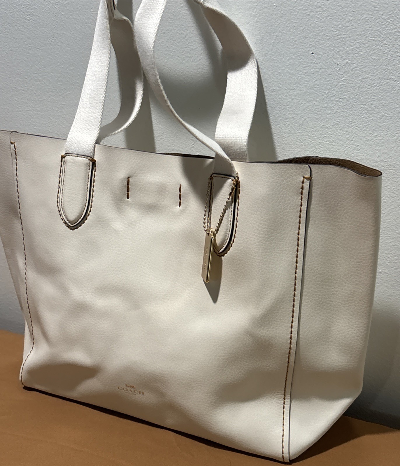 Authentic NWT Coach H2298-58660 Chalk Leather Derby Tote Bag