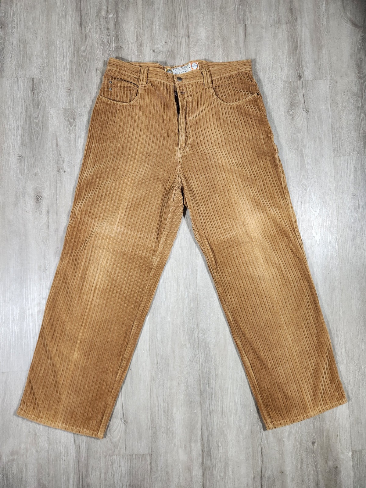 Vintage Bugle Boy Corduroy Carpenter Pants 38×32 Baggy Skater Gold Crest 80s 90s