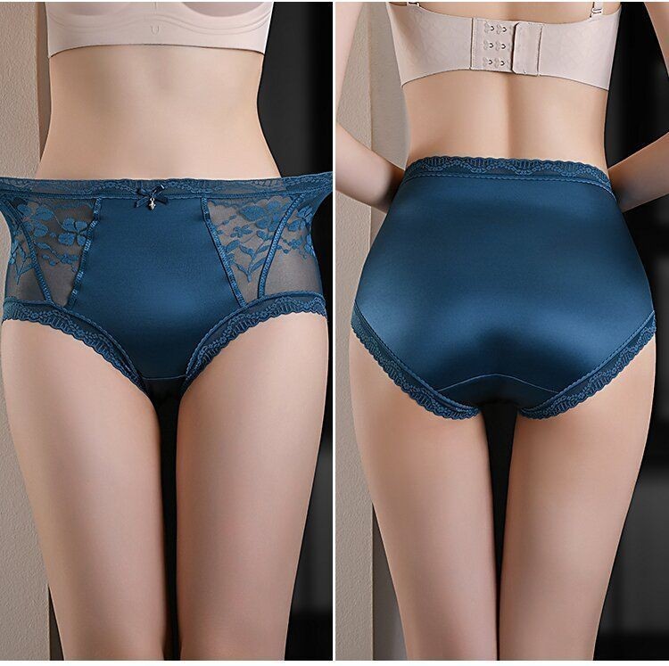 3 Pack Lace Panties Mid Waist Seamless Breathable Bikini Cotton Crotch S-XL