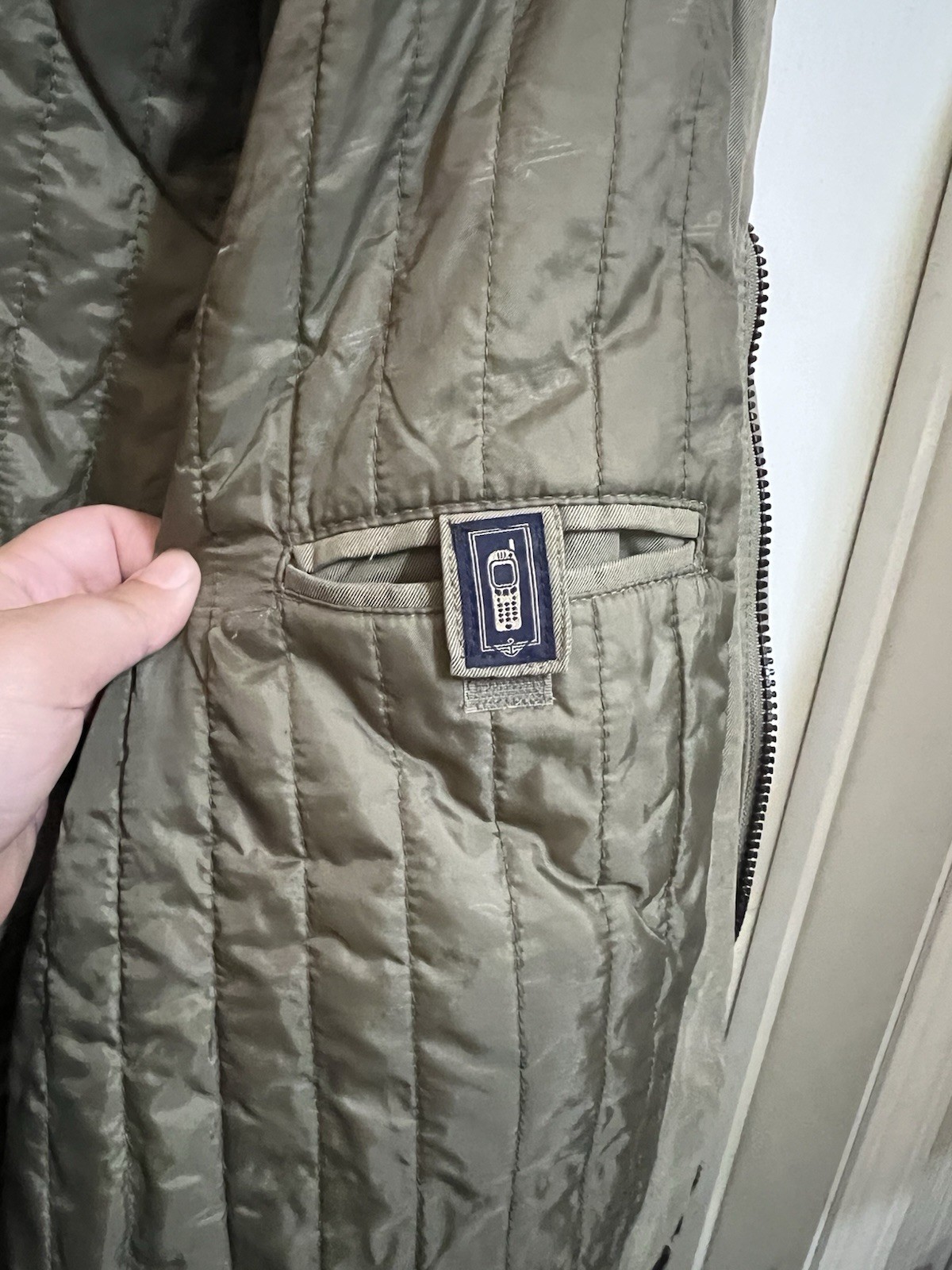 Dockers Men’s L Green Full Zip Insulated Quilted Lined Jacket Point Collar