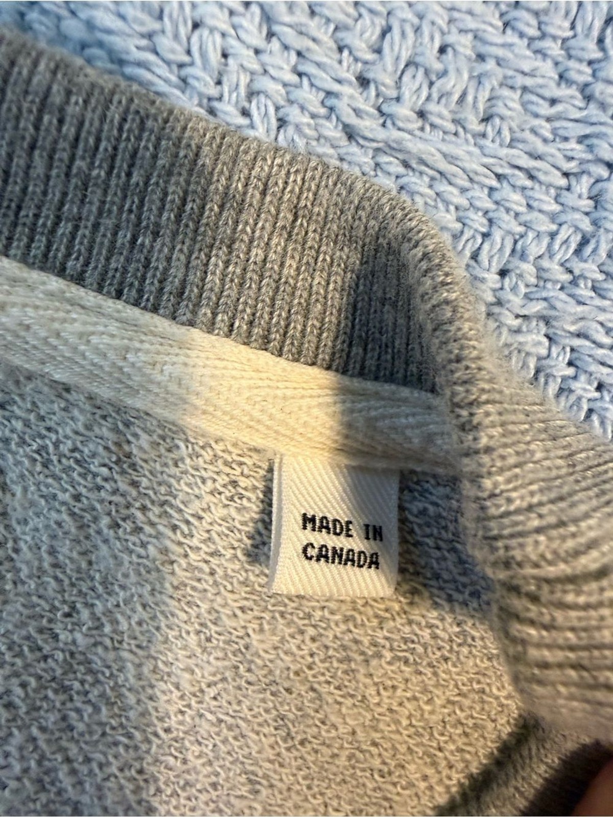 Billy Reid Men’s Grey Crewneck Sweater with Leather Elbow Patches