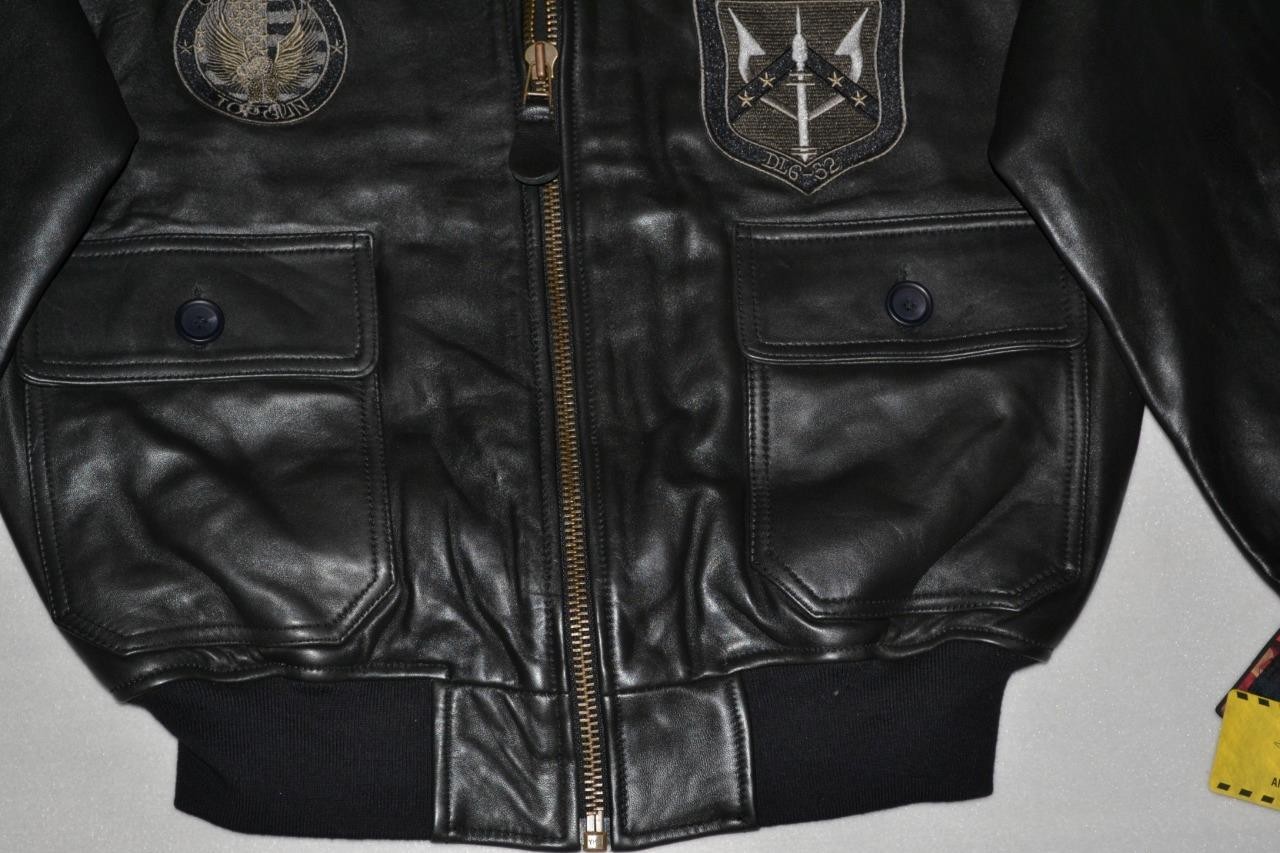 AUTHENTIC TOP GUN OFFICIAL SIGNATURE SERIES JACKET LEATHER BLACK PATCHES NEW