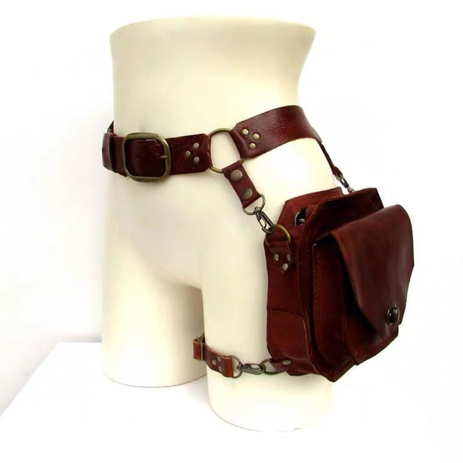 Steampunk Waist Pack Thigh Purse Medieval PU Leather Fanny Bag Cosplay Costum…
