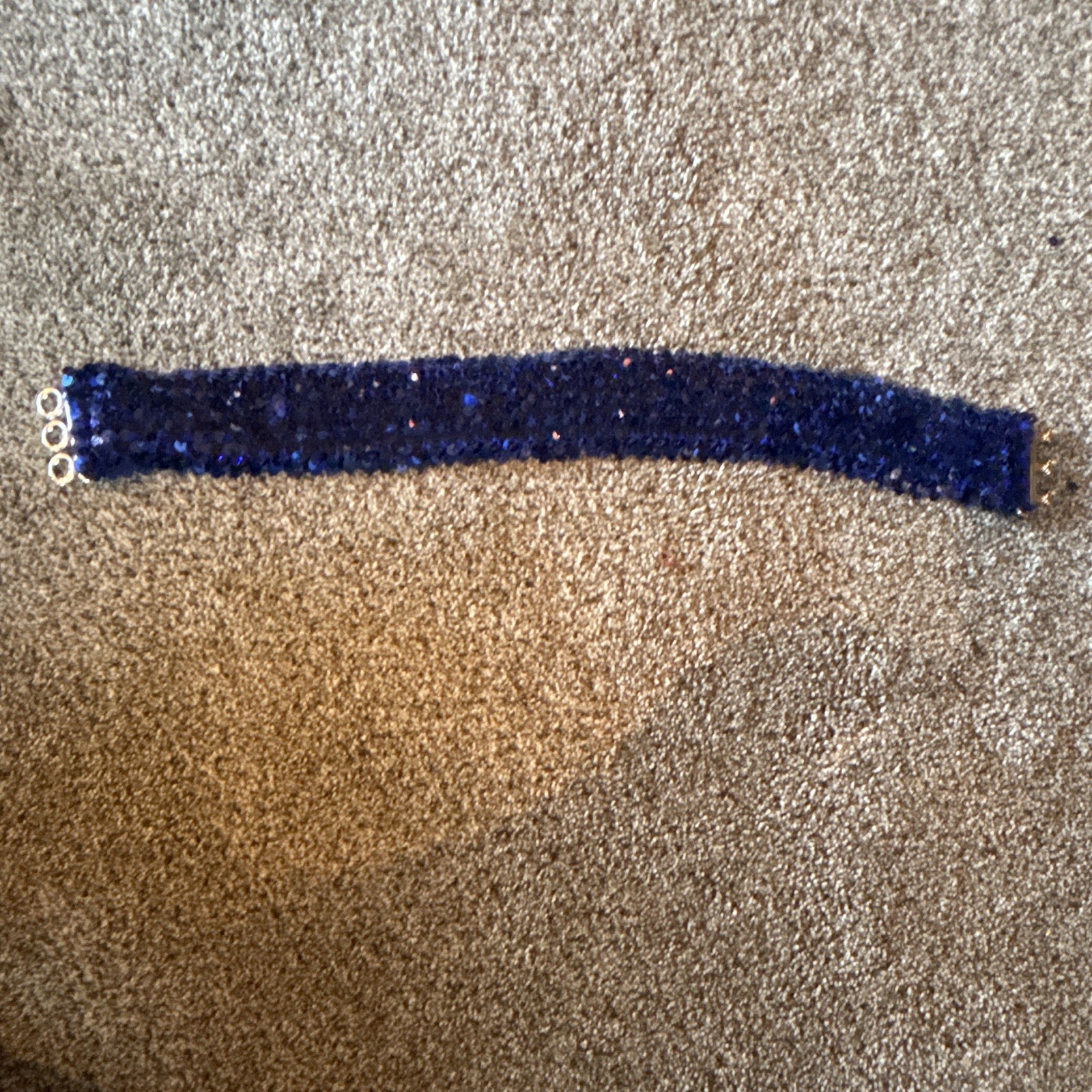 Blue Sequin Fabric Elastic Belt