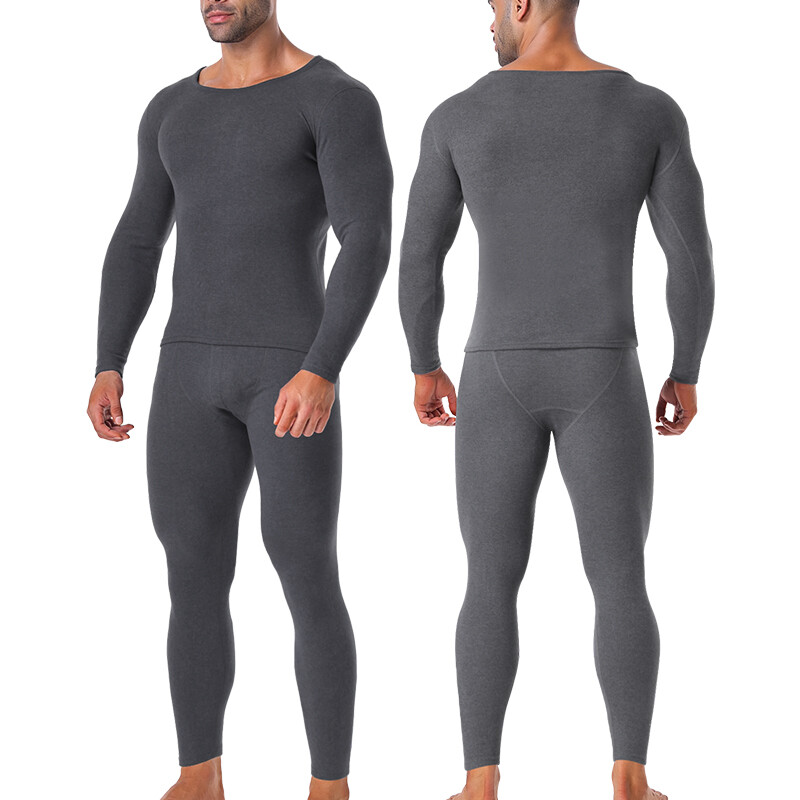 Men’s Long Johns Set Fleece Lined Thermal Underwear Top Bottom Set Winter Warm