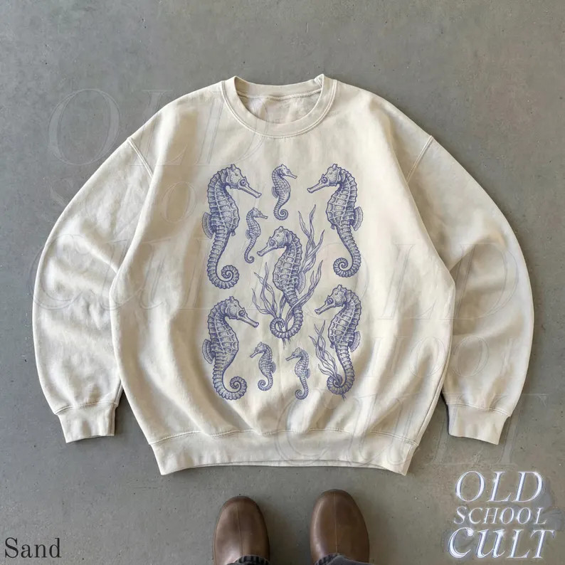 Vintage Seahorse Tattoo Style Sweatshirt