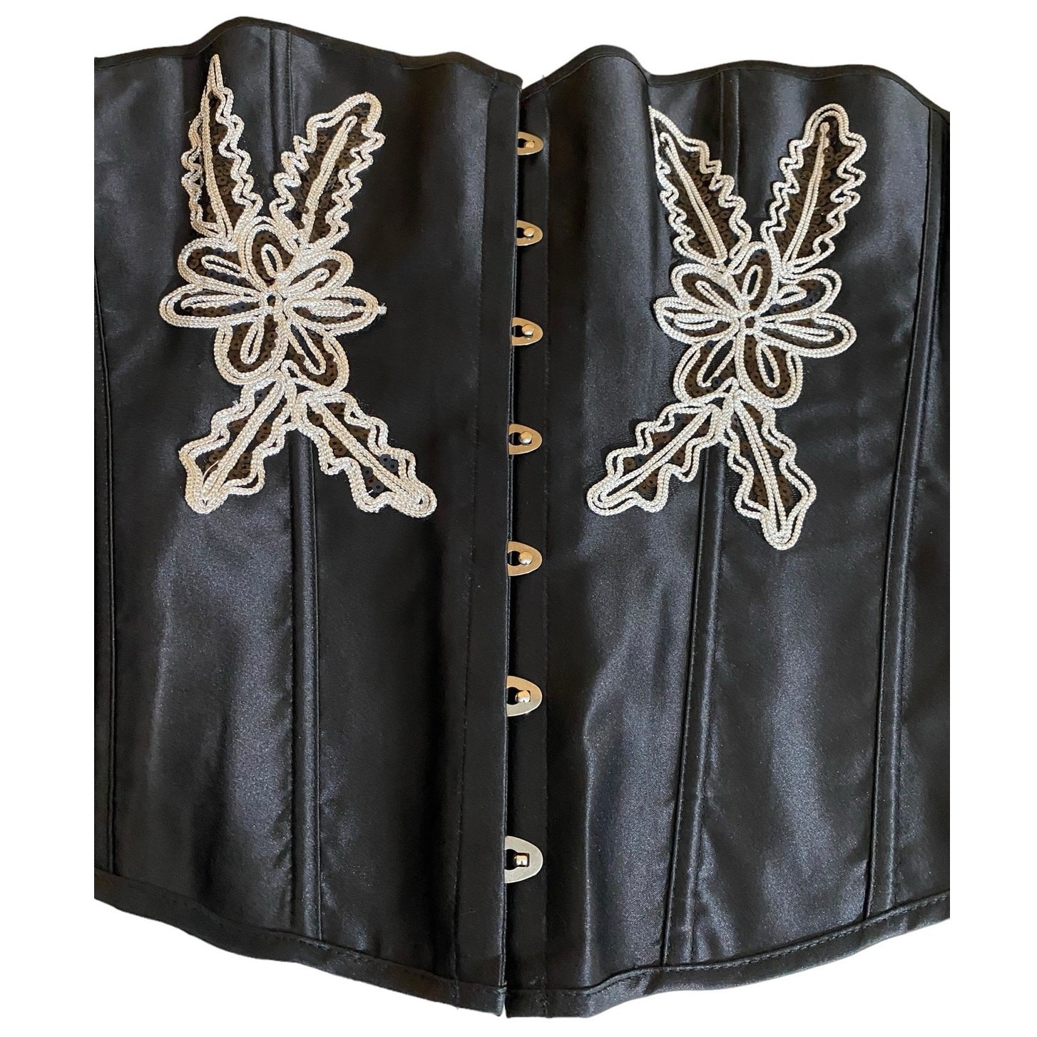 Adore Me Bustier Women’s 3X Black White Poly Spandex Blend Bling Applique ￼