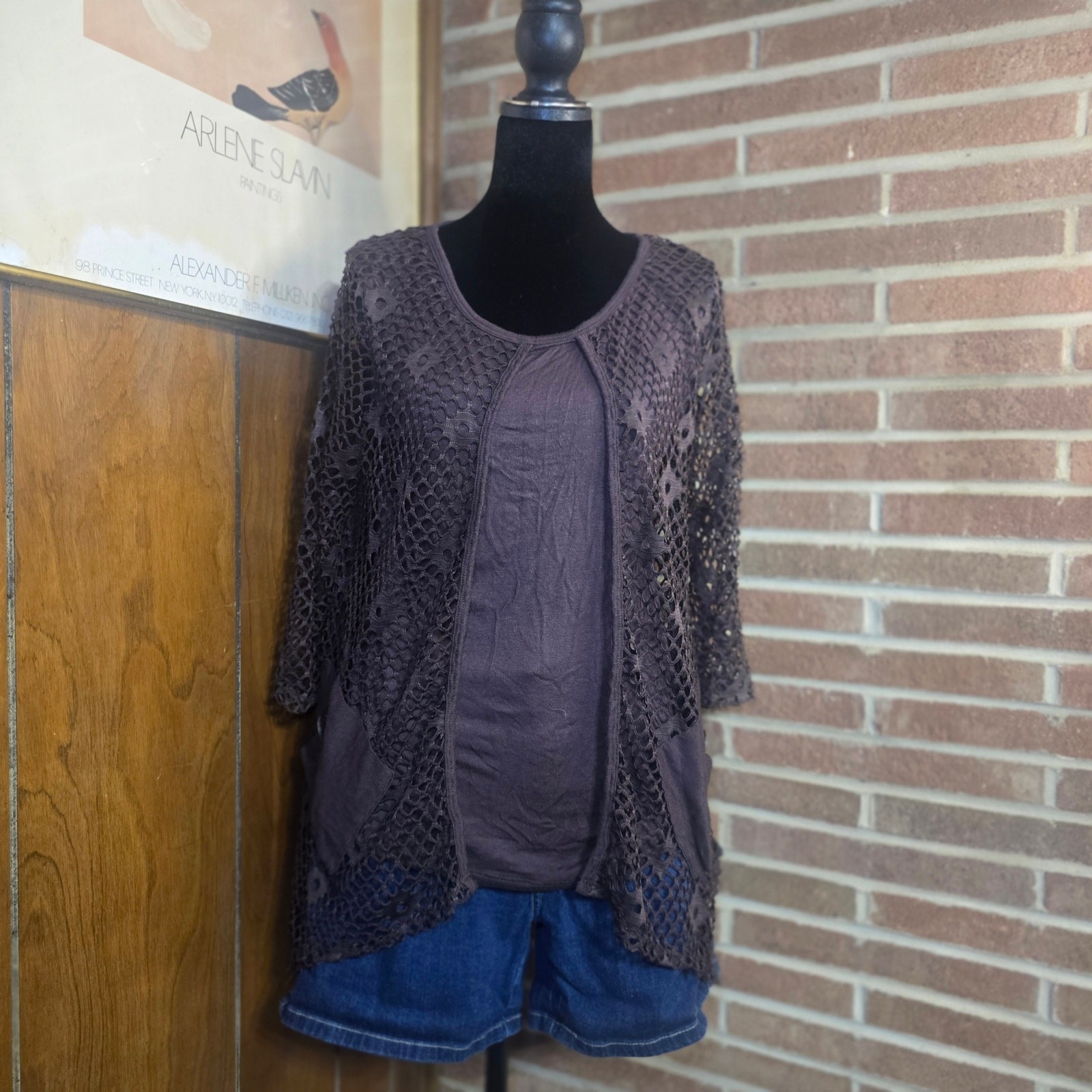 Vintage Onque Casual Chocolate Brown 2-Piece Crochet Set Size M Whimsigoth Boho