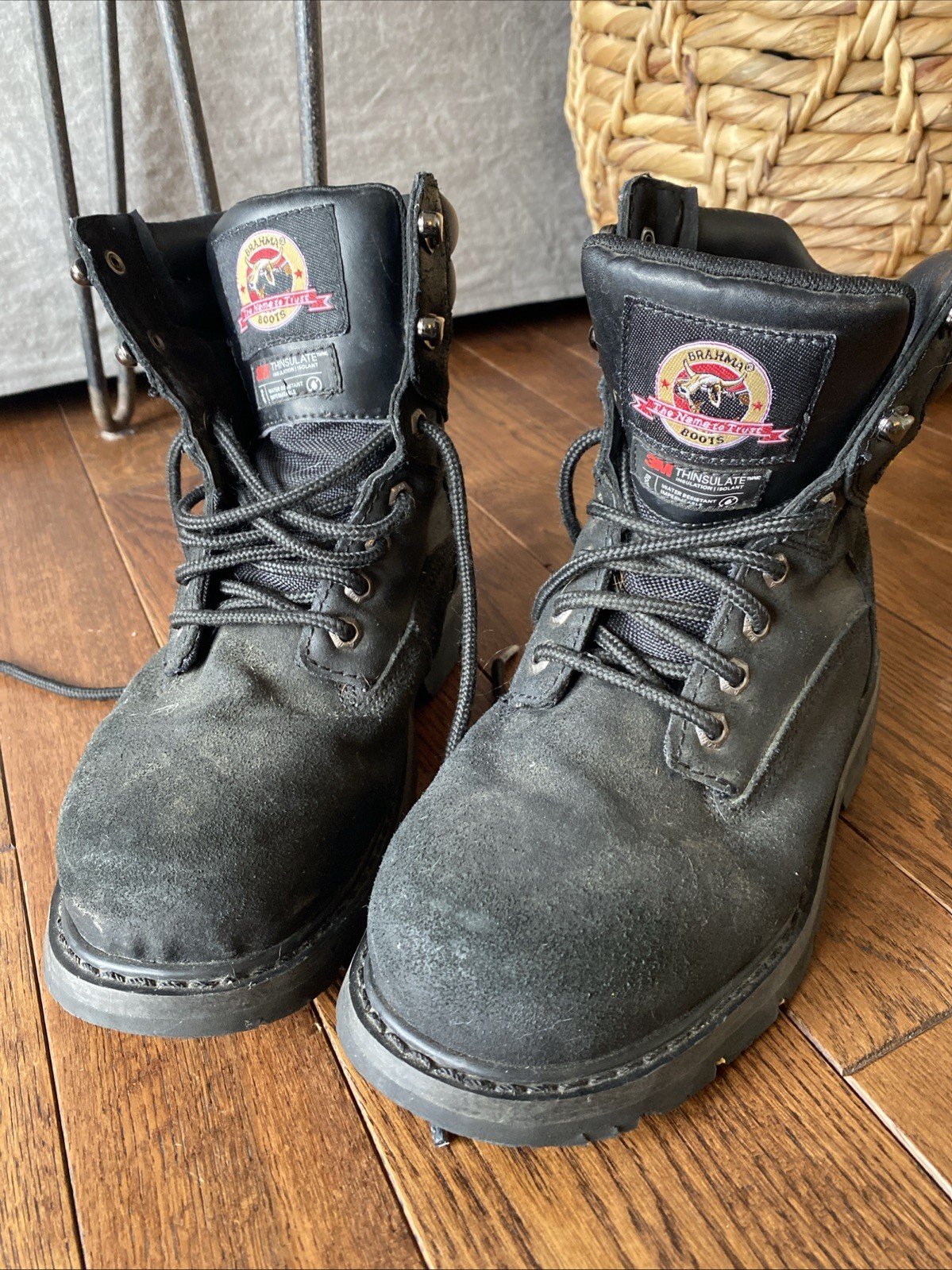 Brahma Iron Tough II Steel Toe Black Work Boots 8″ Thinsulate Men’s Size 7 W