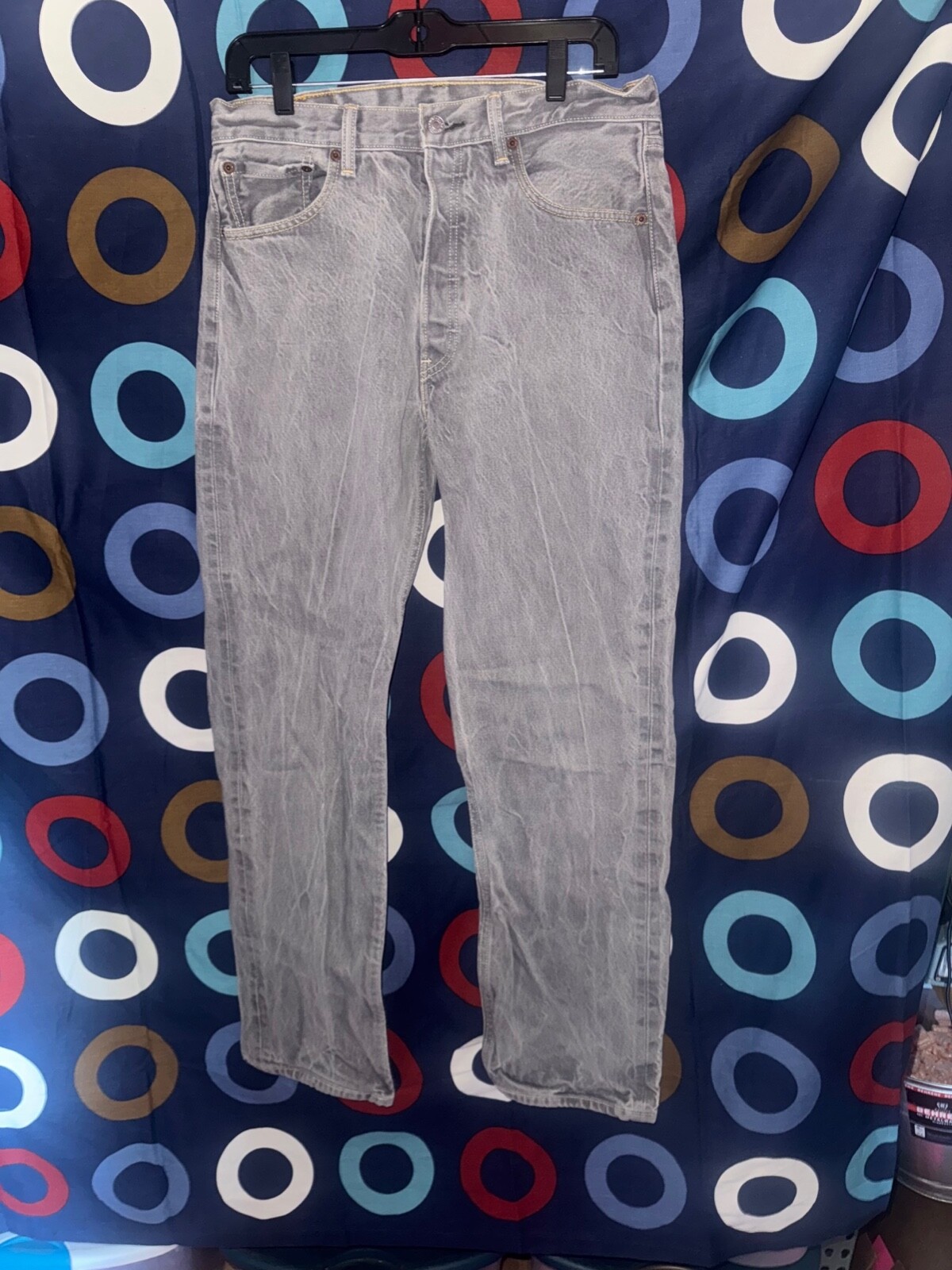 Levi’s 501 Shrink To Fit Original Straight Rigid Gray Jeans Mens Size 34×36