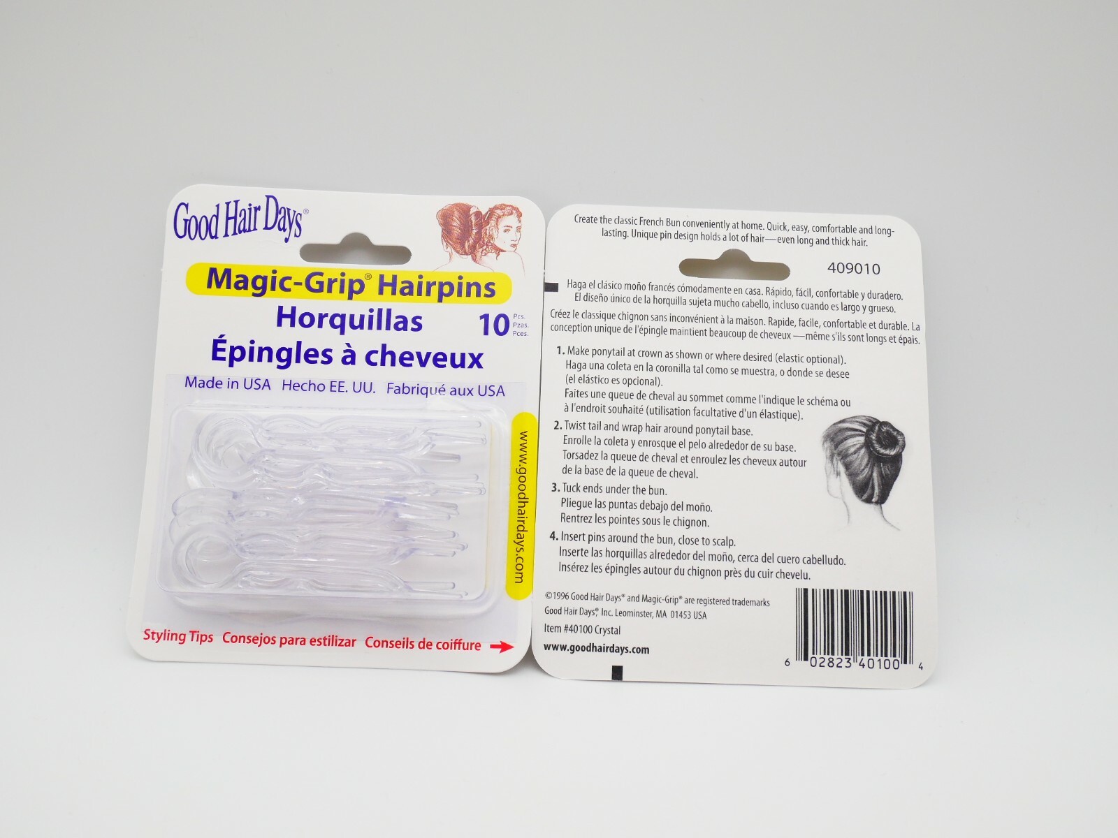 2 x Packs Magic Grip Hairpins 2 1/2″ Clear Crystal (20 Pcs) Good Hair Days