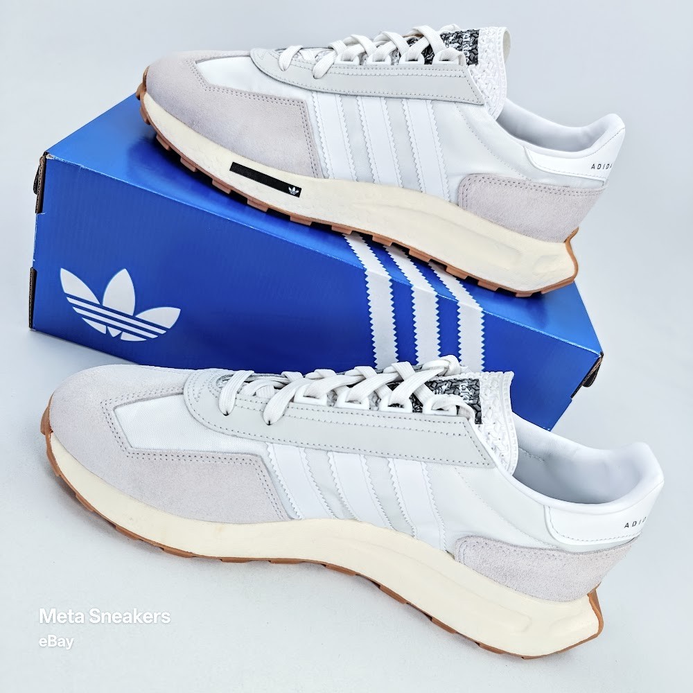 Adidas US 10 Men’s White Silver Gum Boost Retro Runner Retropy E5 H03075 New