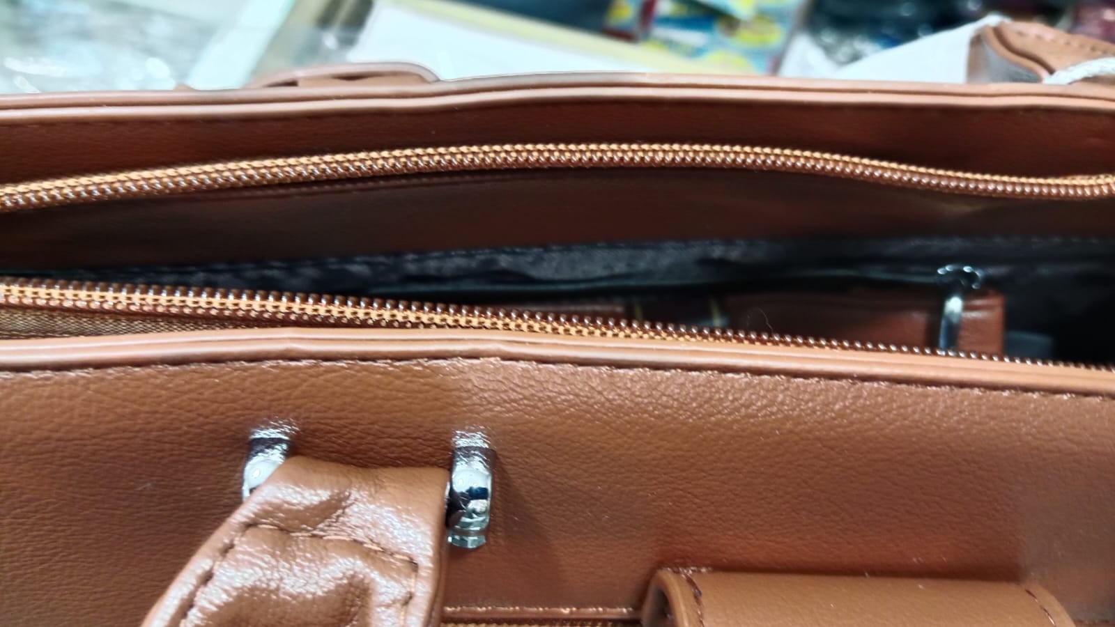 Women’s Tan Leather Office Handbag Top Handle Shoulder Tote Satchel Crossbody
