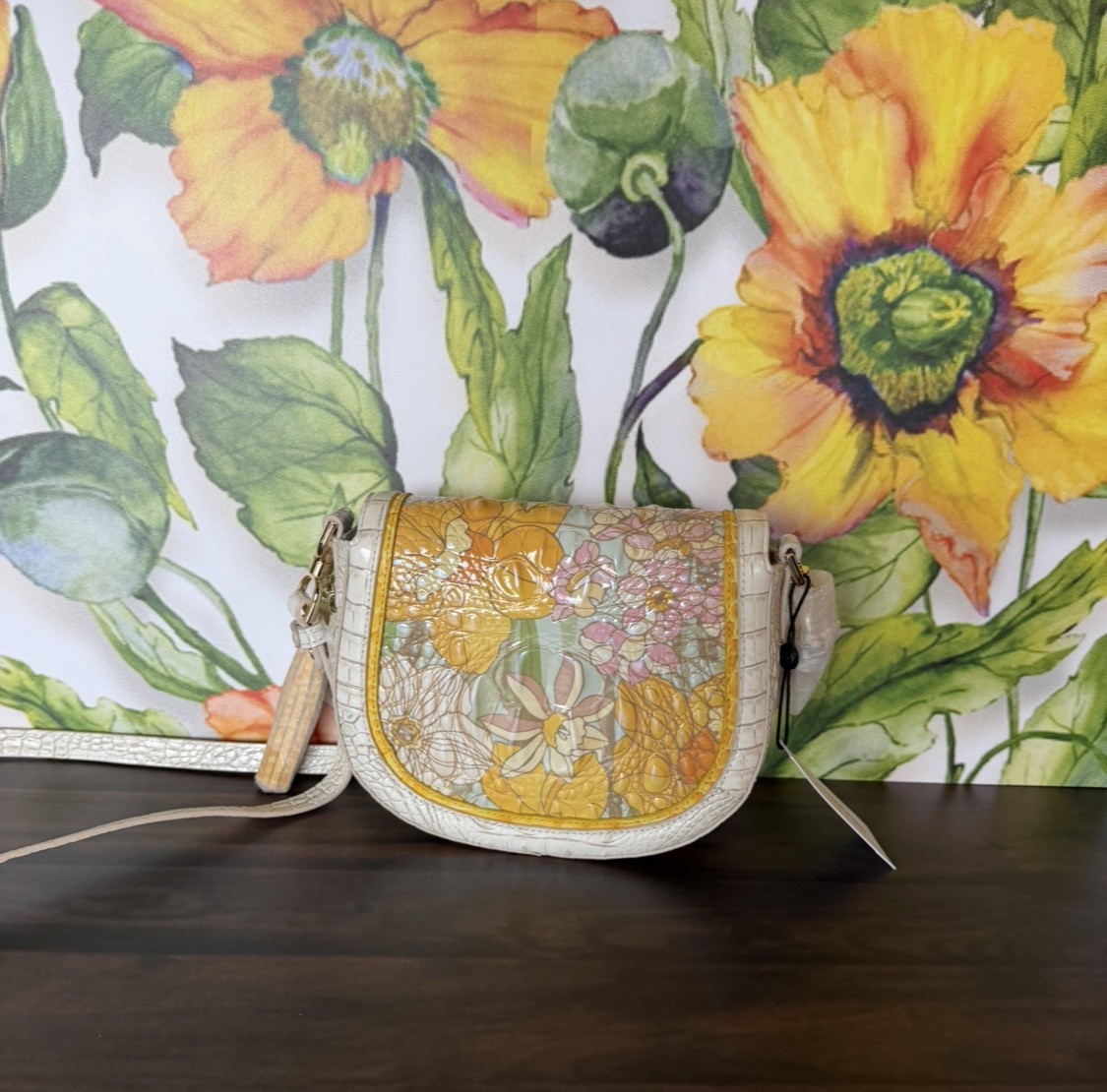$325 BAG 🌼 NWT Brahmin Briar Daffodil Pimlico Leather Crossbody – Floral Beauty