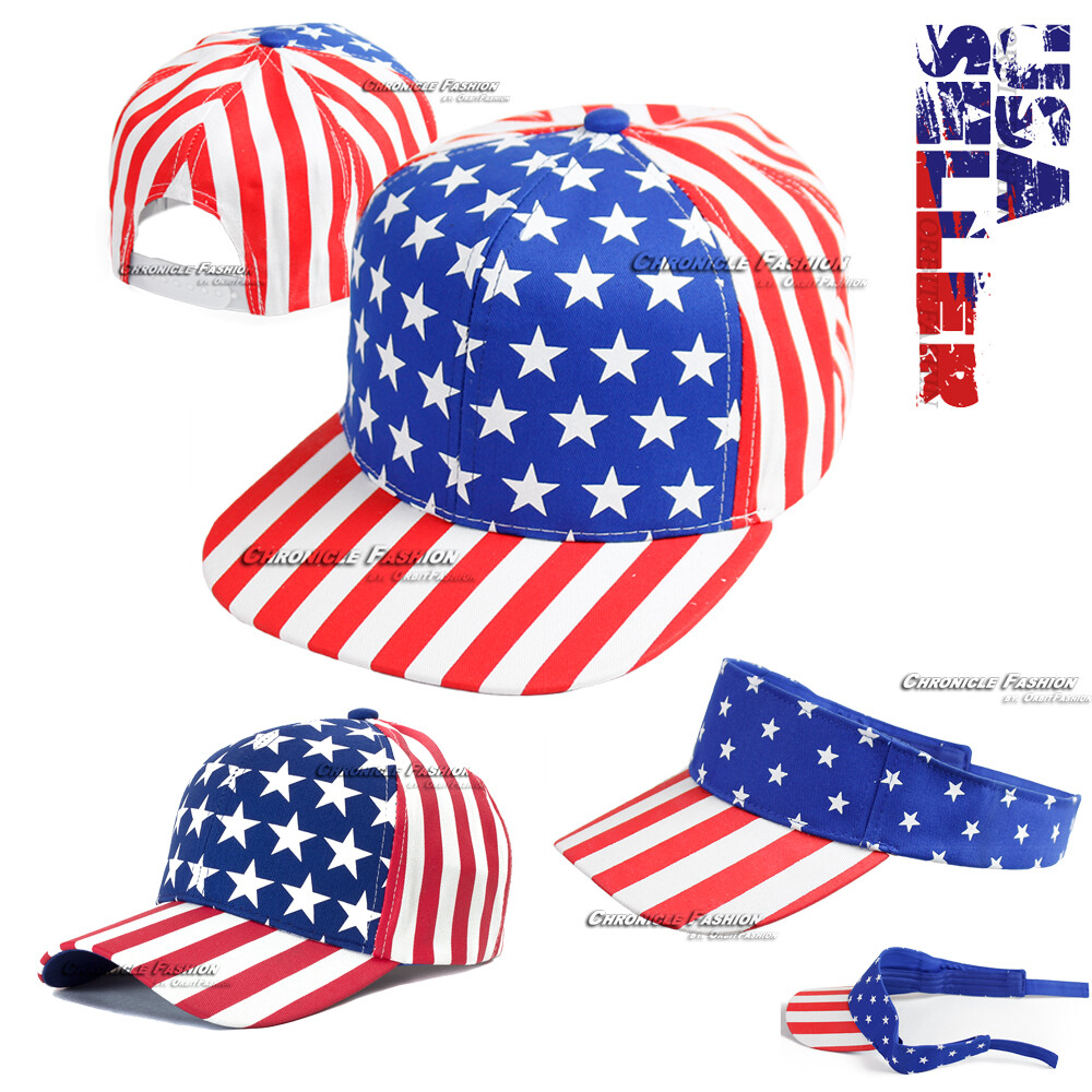 USA Baseball Cap American Flag Hat Snapback Adjustable Patriotic Flat Blank Men