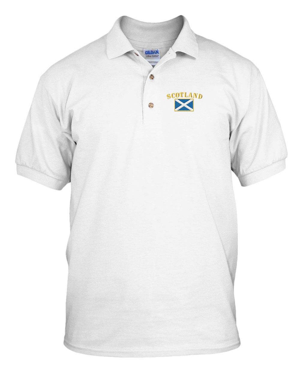 SCOTLAND FLAG Embroidery Embroidered Golf Polo Shirt