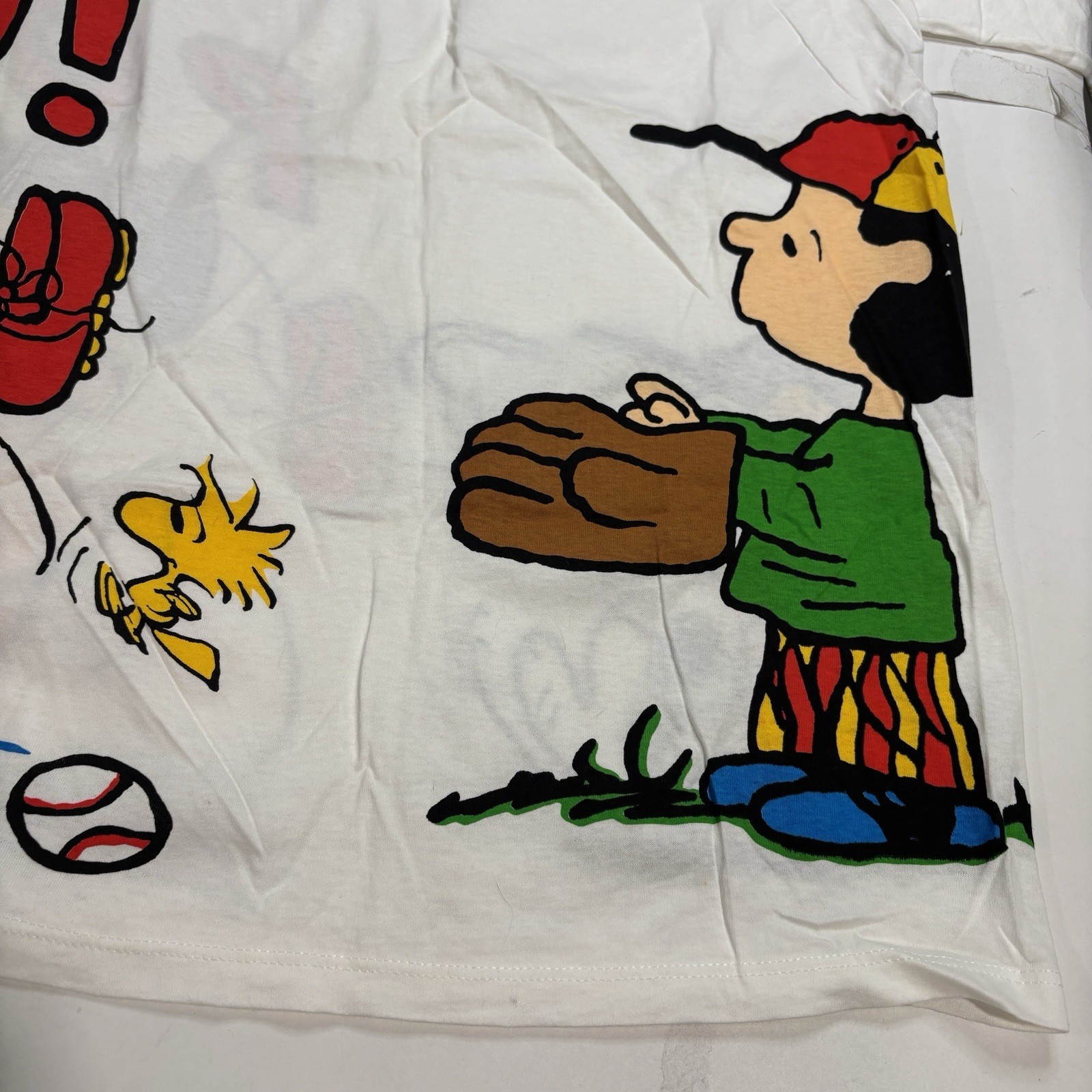 Jerzees Peanuts Baseball Graphic T-Shirt White 2 Cotton Men’s Large Vintage