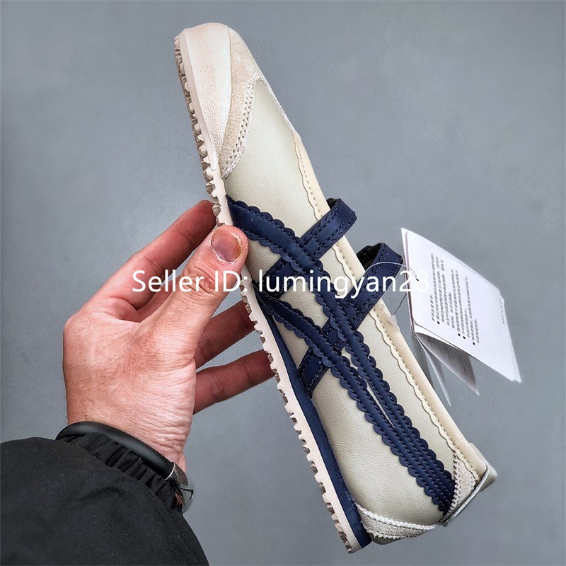 Vintage ONITSUKA TIGER MEXICO 66 TGRS BALLET FLATS Beige Navy Blue 1182A678-200
