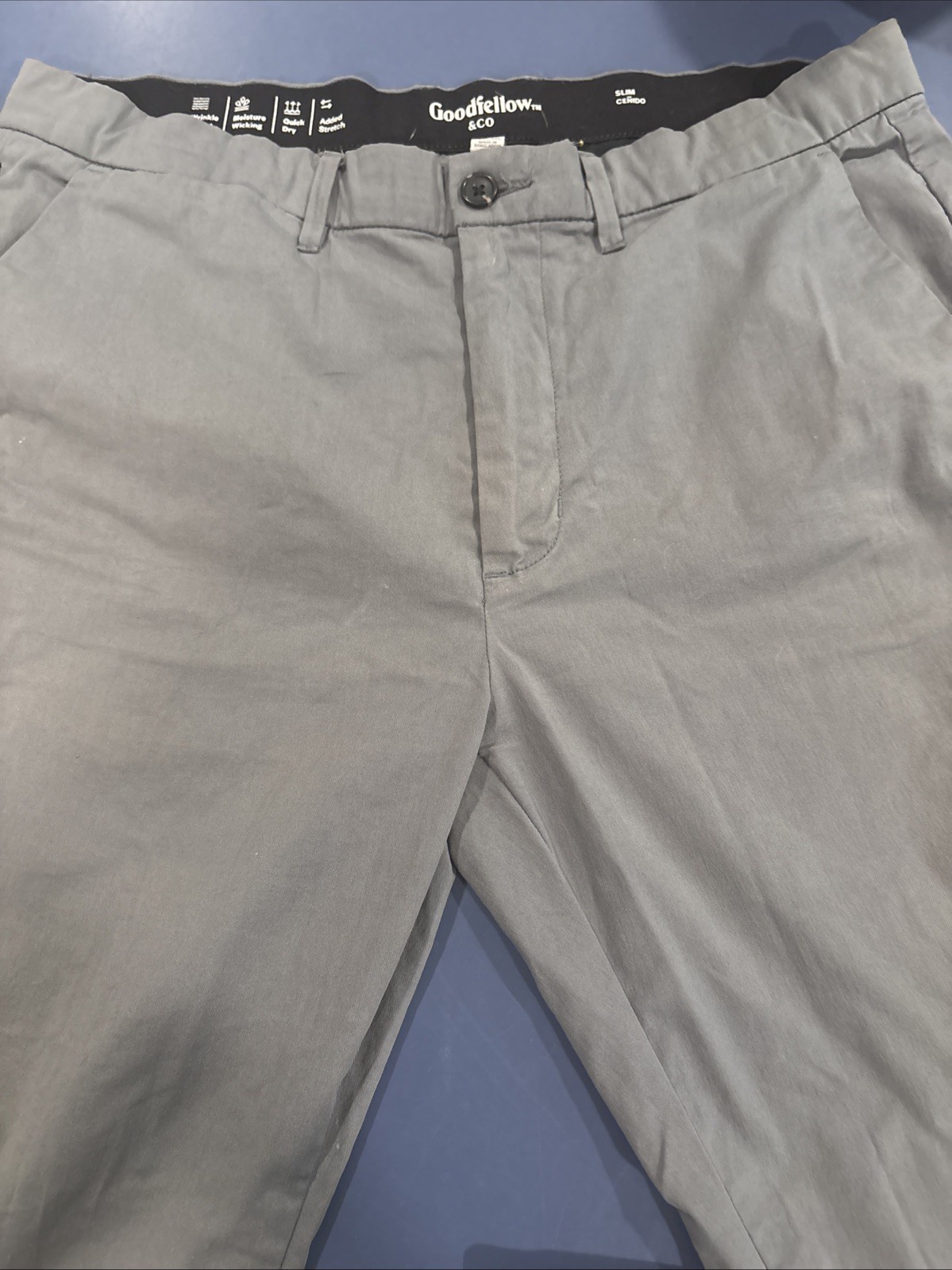 Goodfellow & Co. Men’s Gray Flat Front Casual Pants Button Zip 36 x 30 Solid