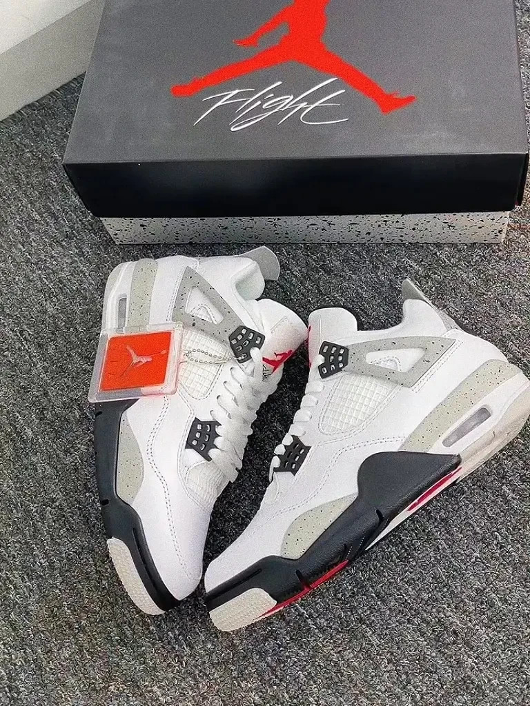 Jordan Air Jordan 4 retro white cement Men’s Retro Mid Top Basketball Shoes