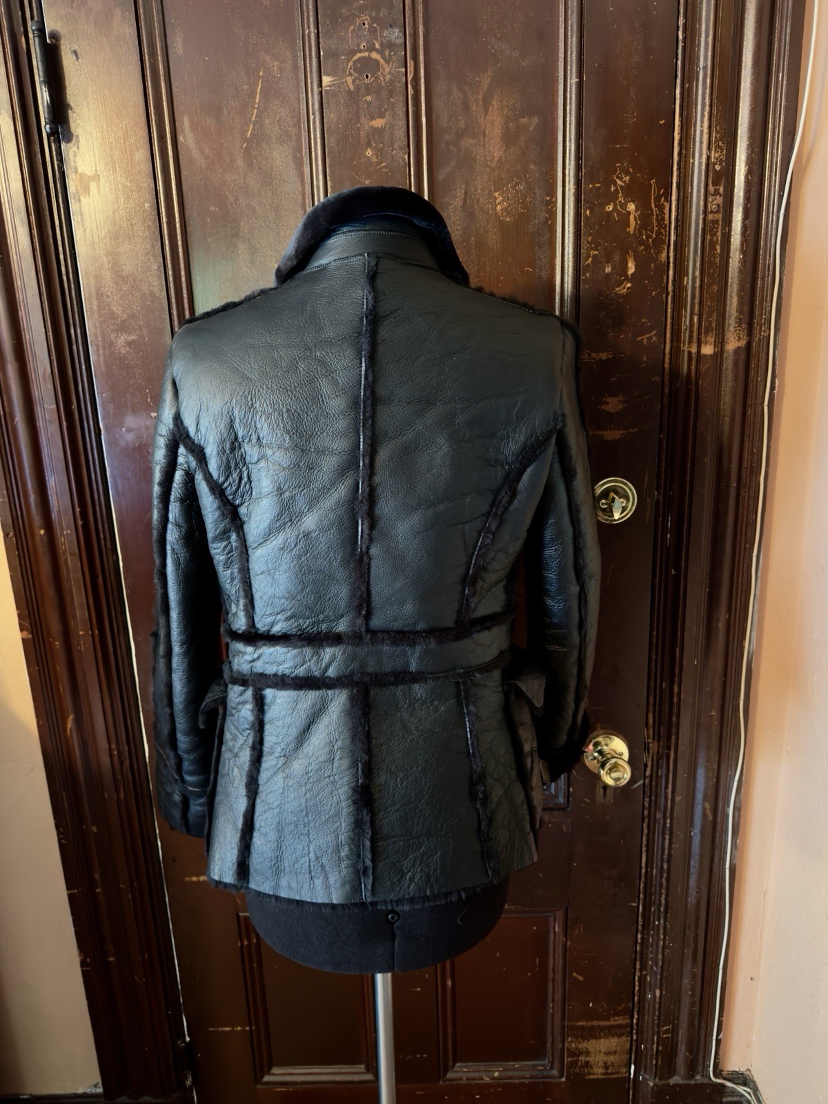 Black Leather Shearling