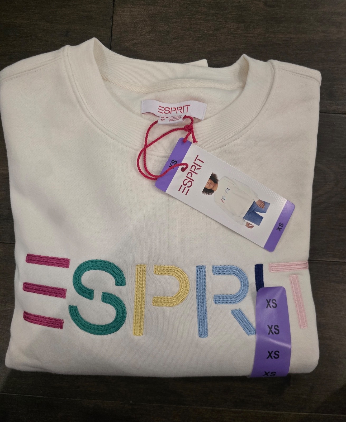 Esprit NWT Women’s Logo 80’s Crewneck Viral – Cream White Pick XS S M L XL XXL