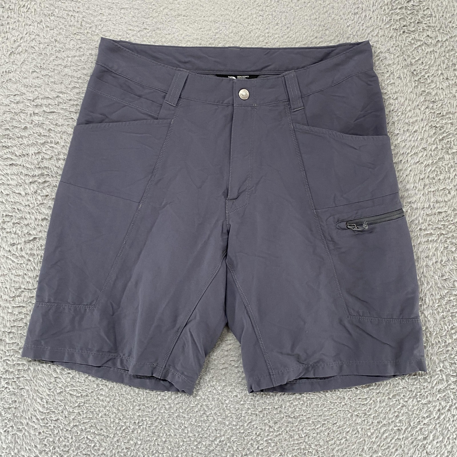 North Face Hiking Shorts Mens 32 Gray Stretch Quick Dry Zip Pocket 10 Inch