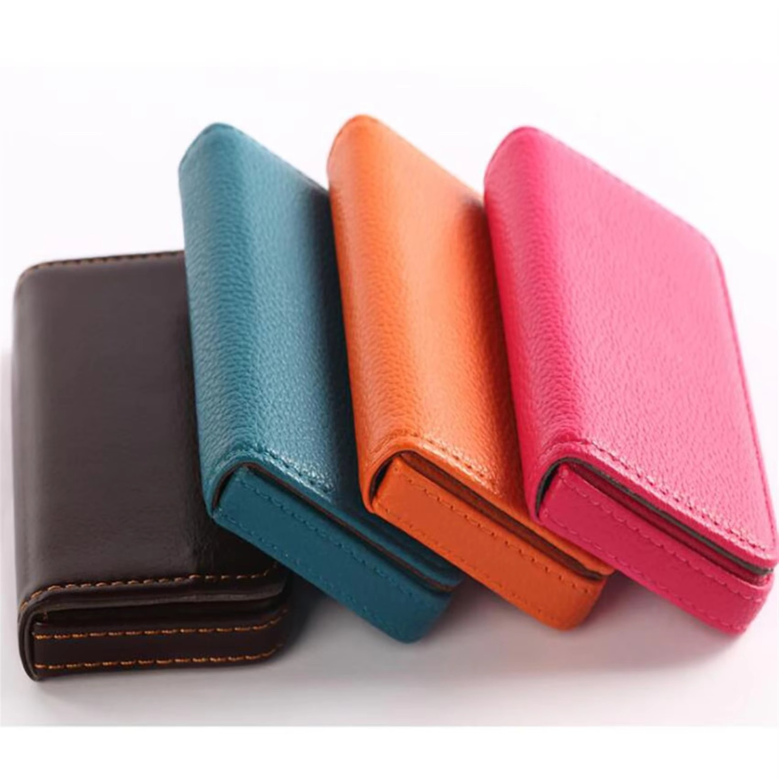 PU Leather Business Card Holder – Professional Pocket Wallet w/ Magnetic Closure