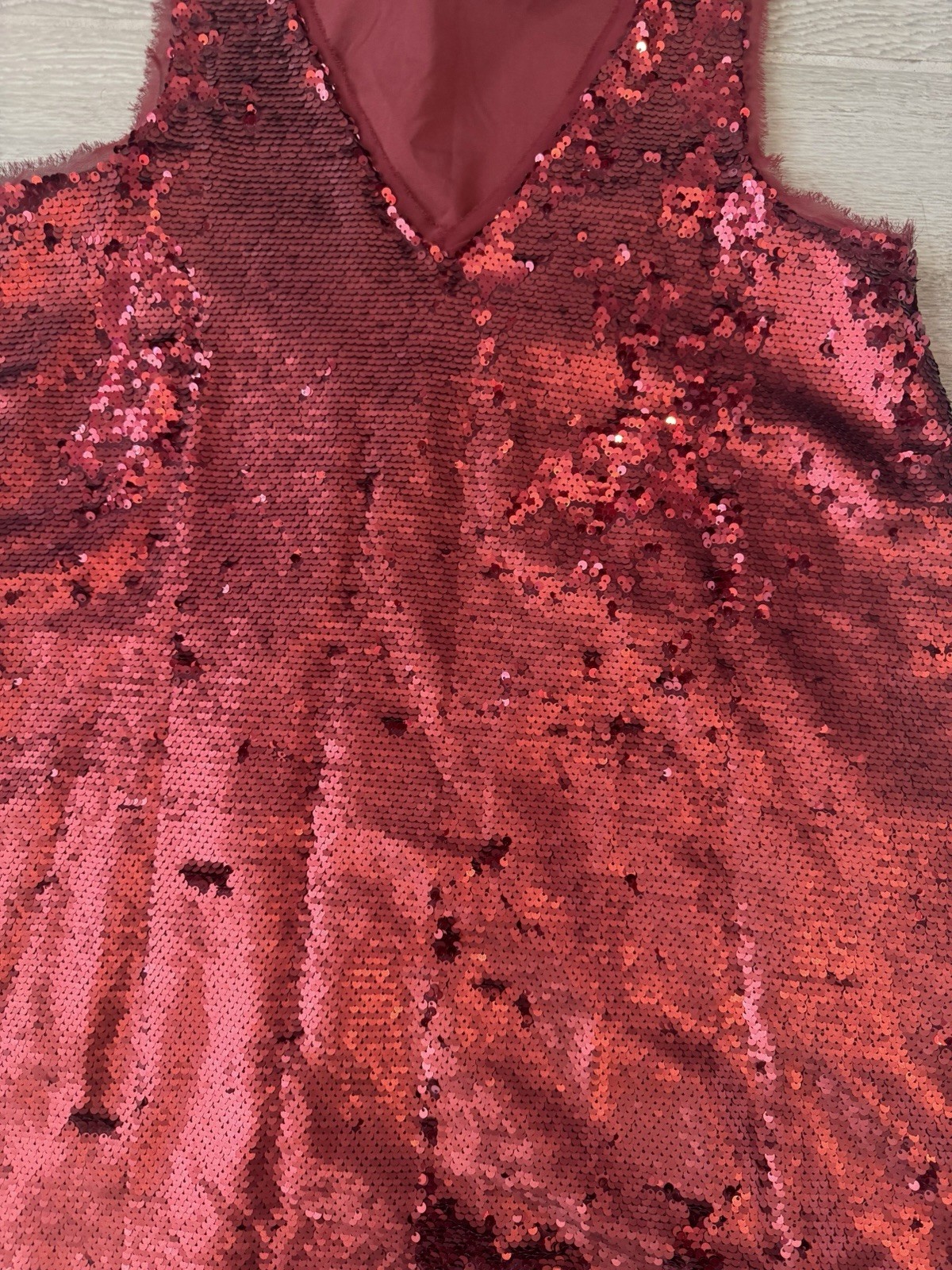 RACHEL Rachel Roy Red Wine Sequin A-Line Sleeveless V-Neck Dress Women’s Size S