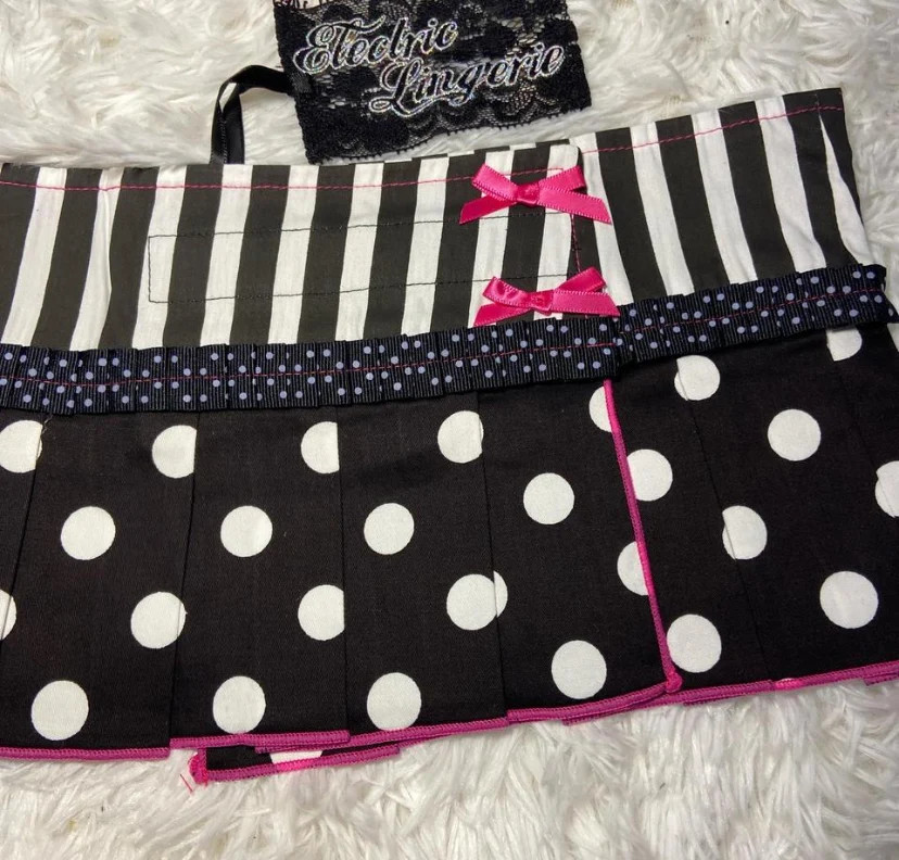 Polka Dot Micro Mini Skirt- Pink/Black